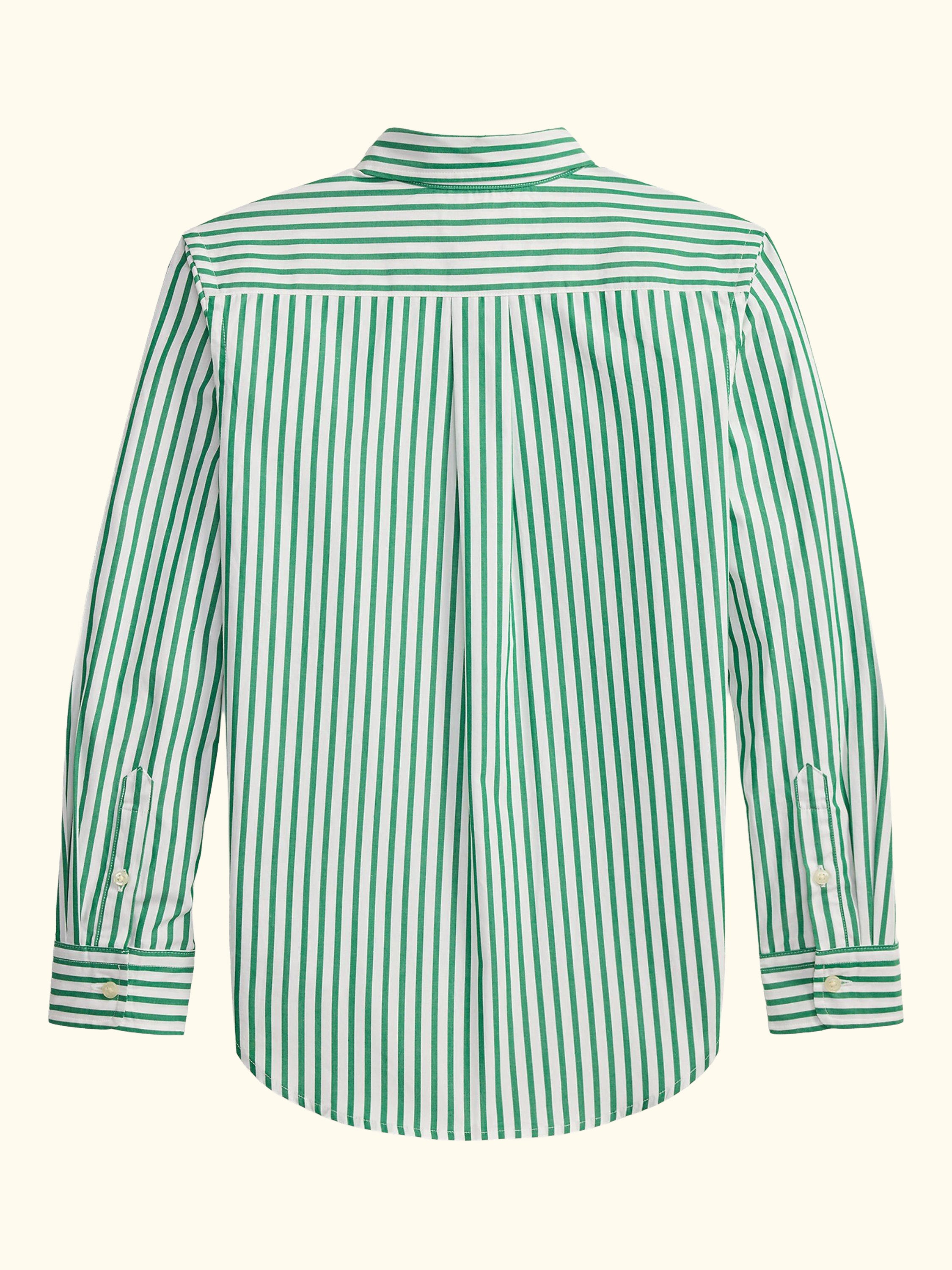 Kids' Woven Cotton Logo Shirt, Green/White