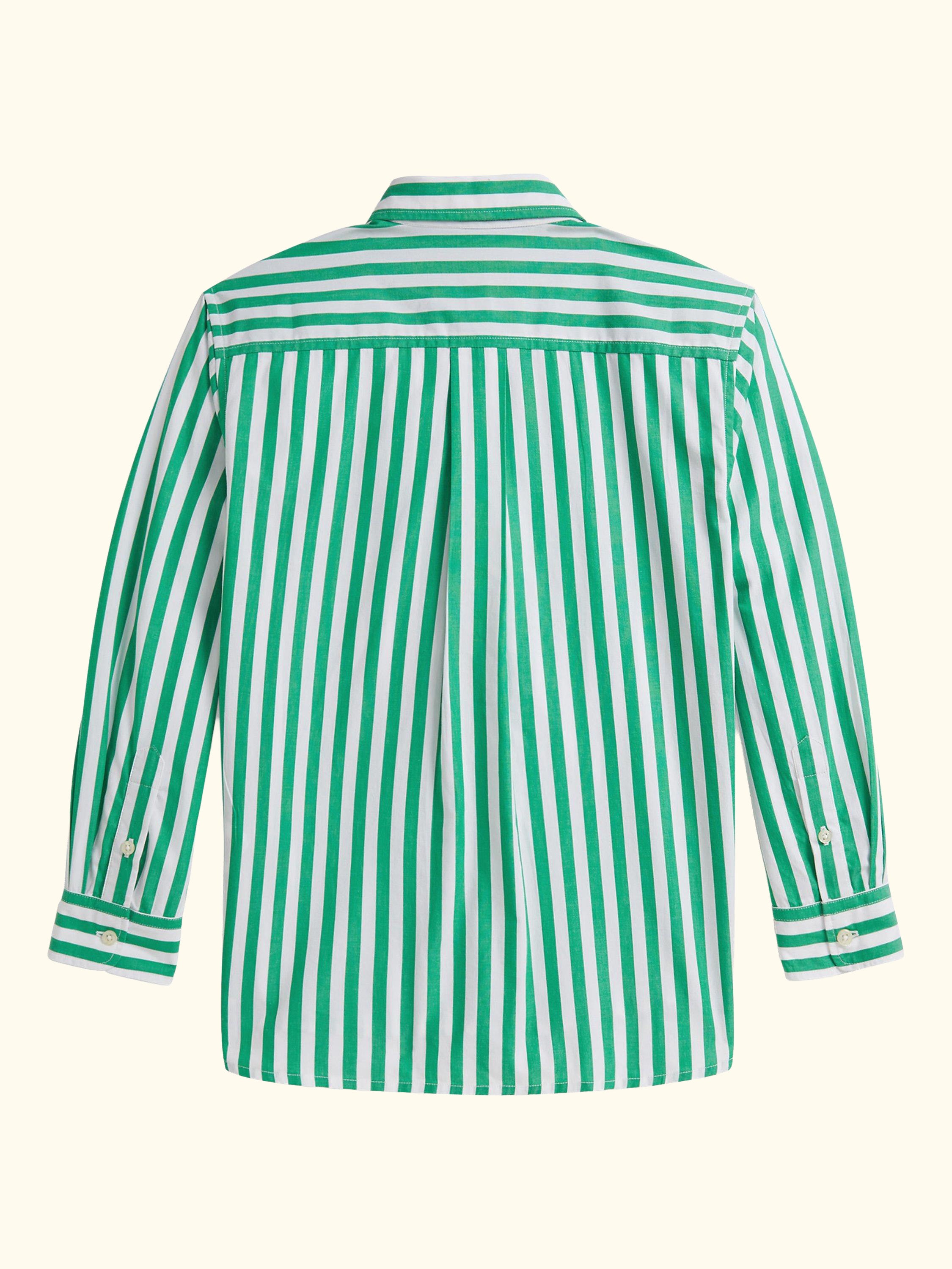 Kids' Cotton Stripe Shirt, Stem/White