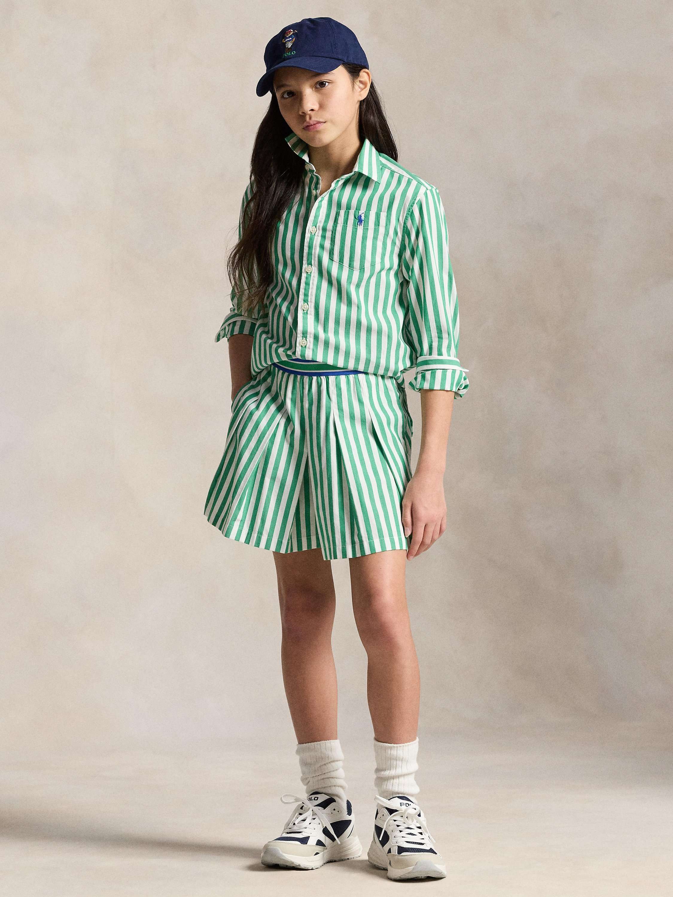 Kids' Cotton Stripe Shirt, Stem/White
