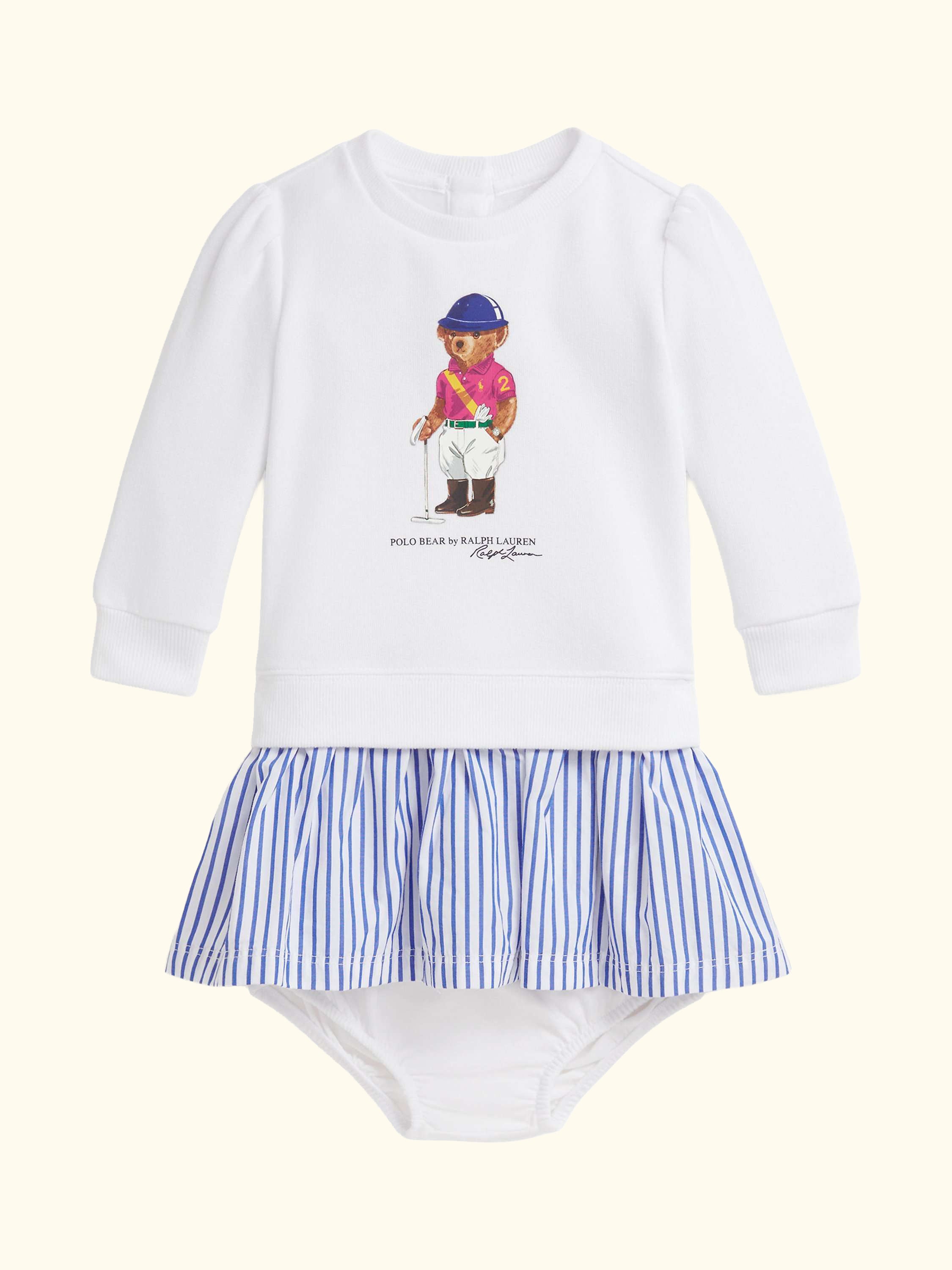Baby Polo Bear Dress, White