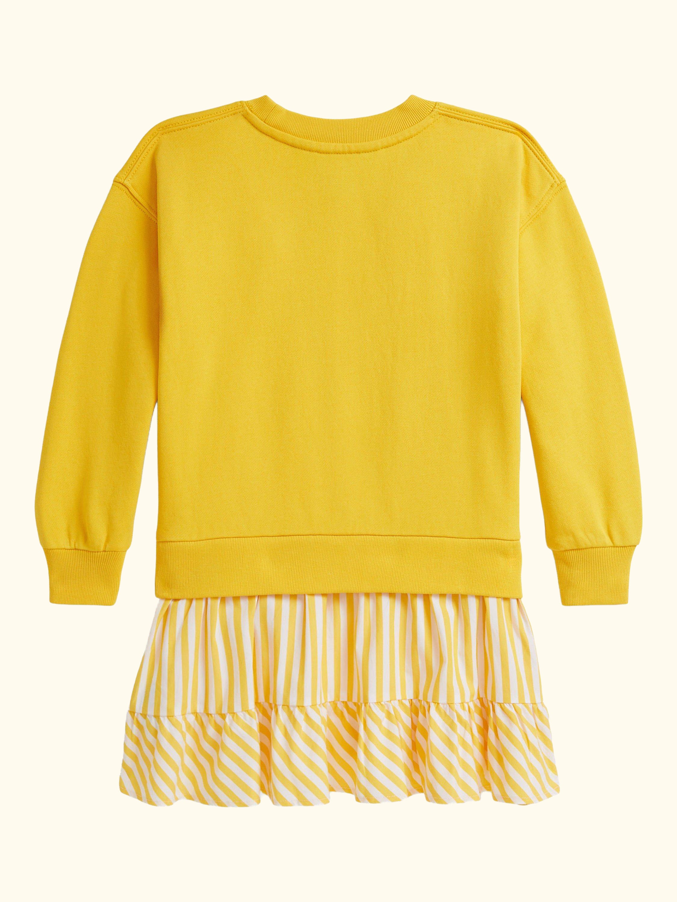 Kids' Cotton Pony Logo Sweatshirt Dress, Racing Yellow