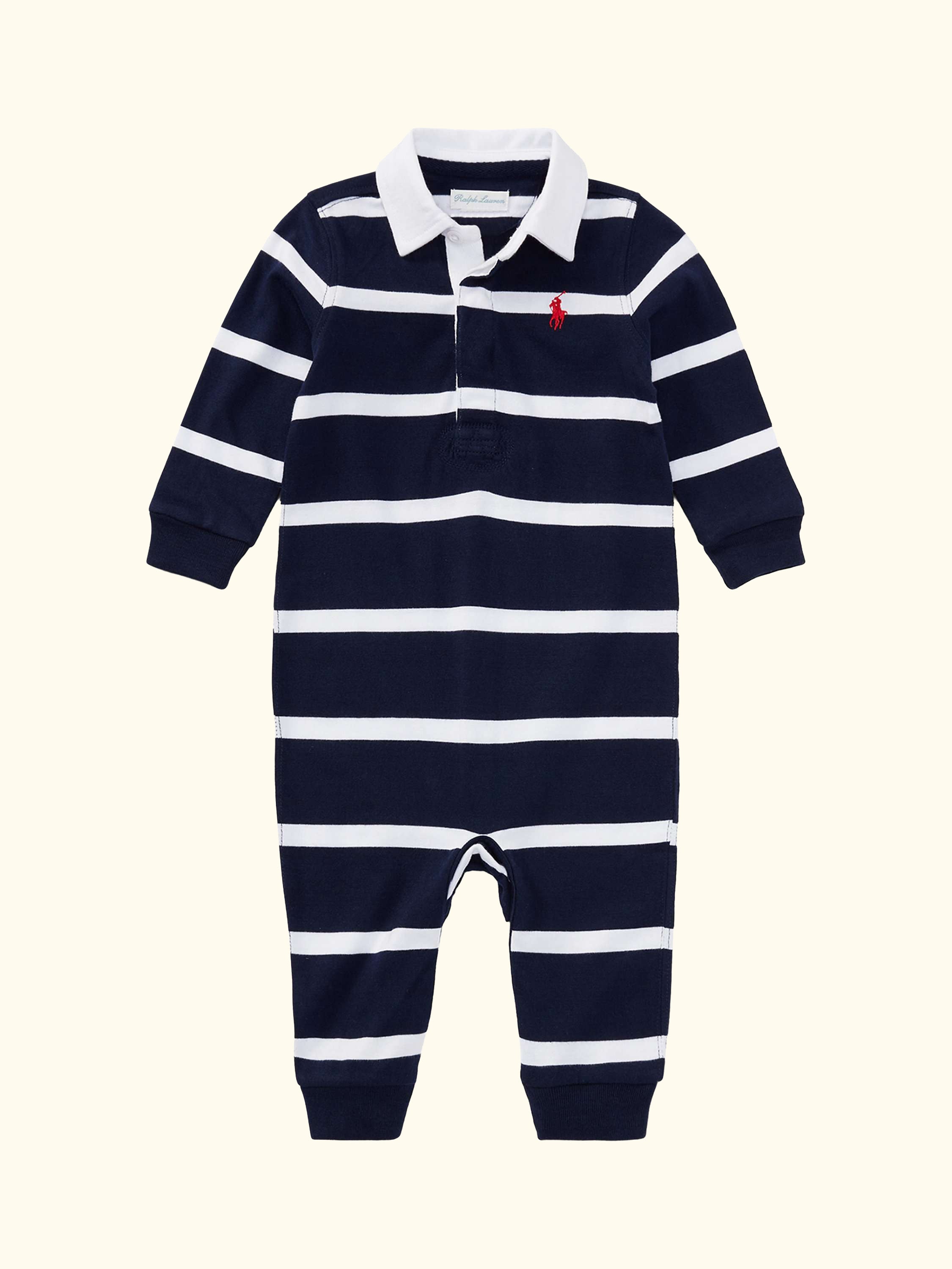 Baby Cotton Rugby Coverall Sleepsuit, Refnd Navy/Multi