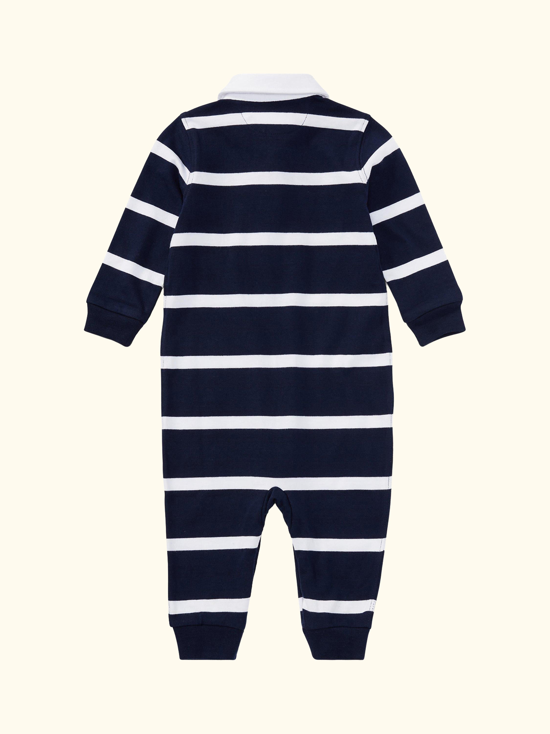 Baby Cotton Rugby Coverall Sleepsuit, Refnd Navy/Multi