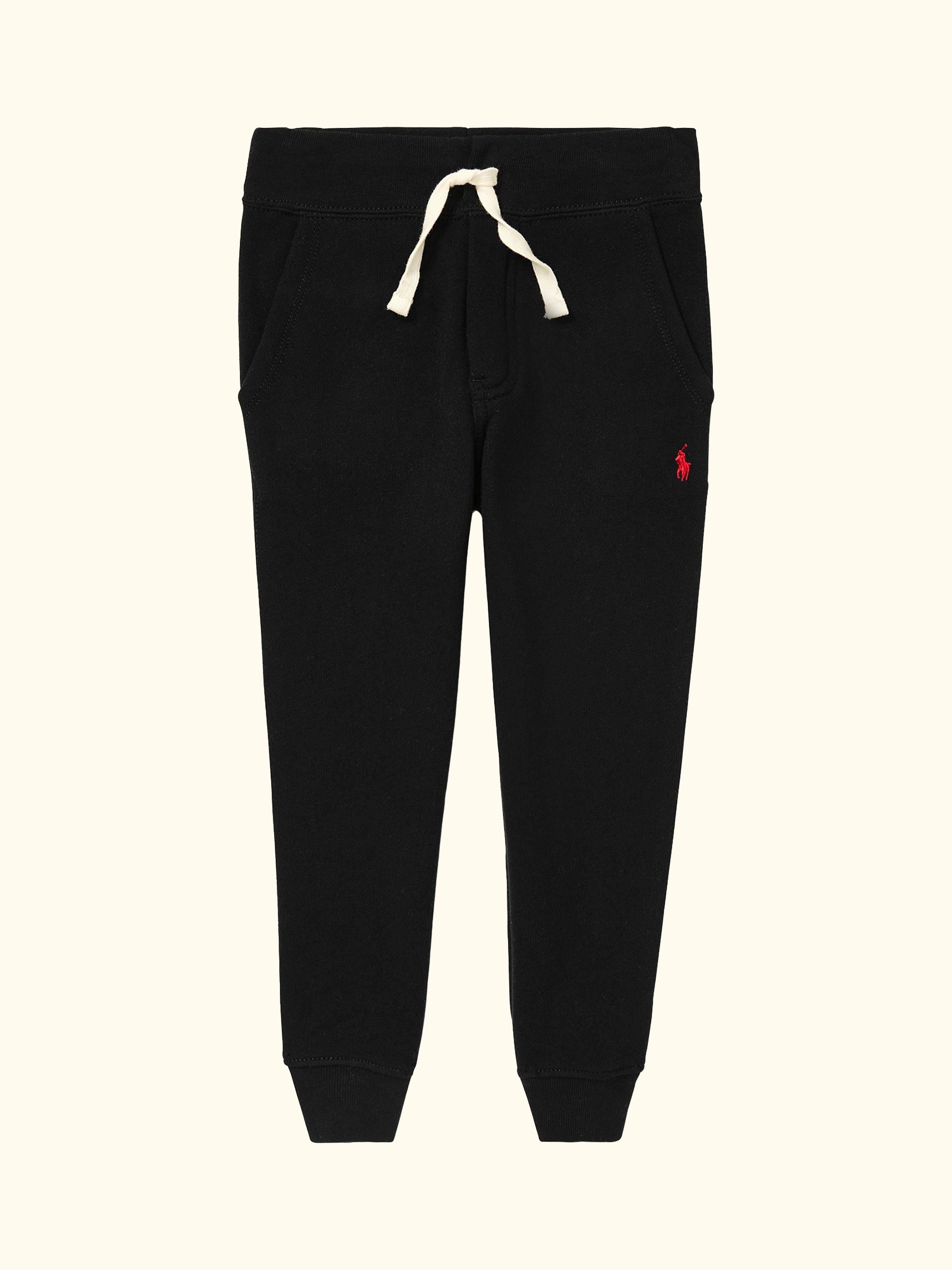 Kids' Cotton Blend Drawstring Joggers, Polo Black