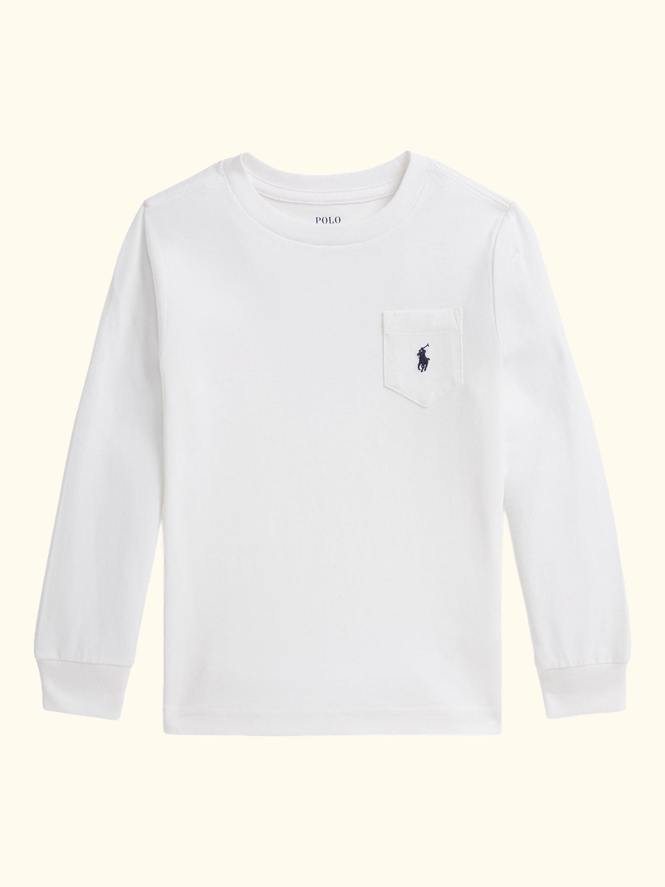 Kids' Cotton Logo Print Long Sleeve T-Shirt, White, White