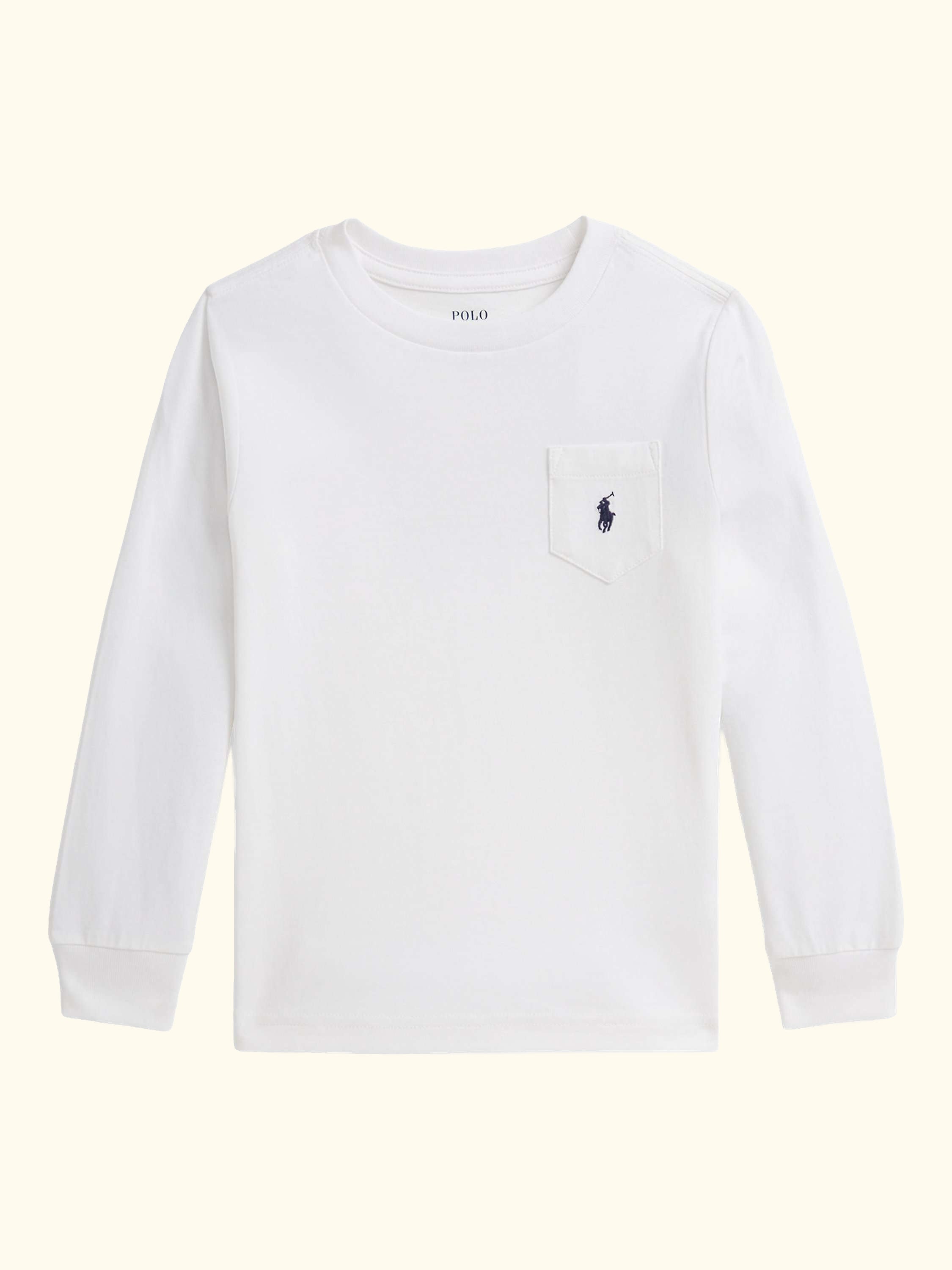 Kids' Cotton Logo Print Long Sleeve T-Shirt, White, White