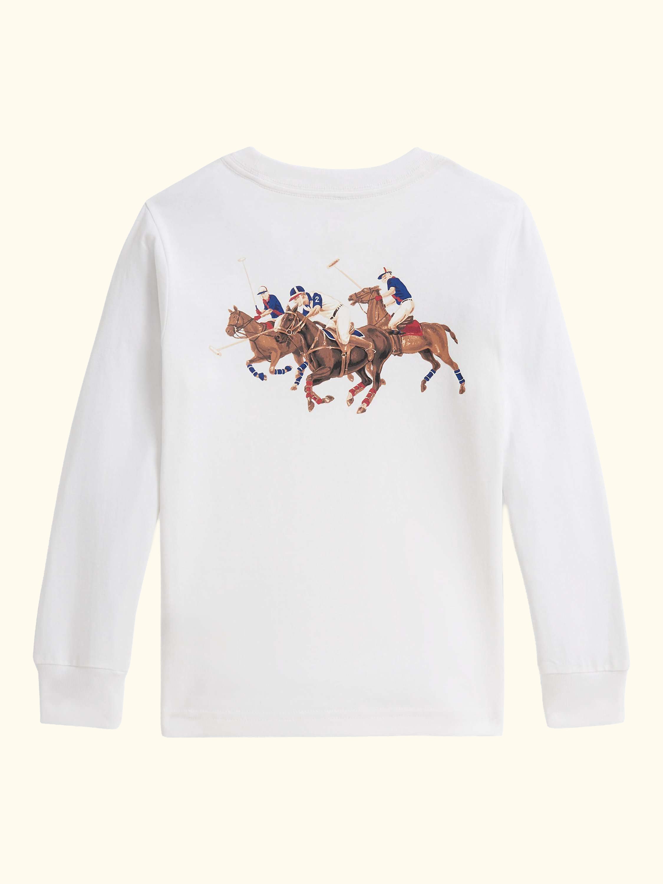 Kids' Cotton Logo Print Long Sleeve T-Shirt, White, White
