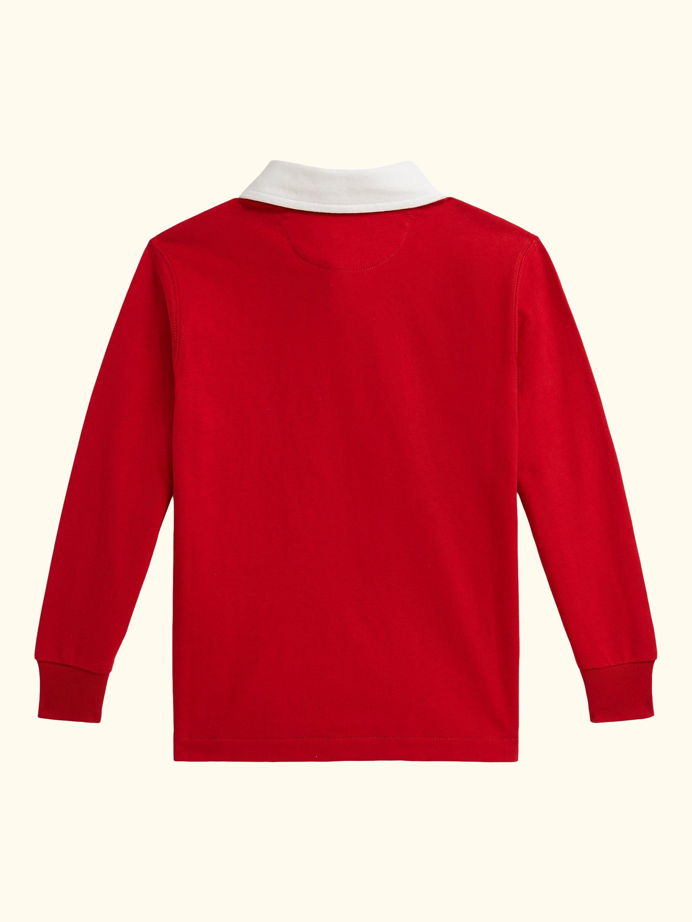 Kids' Cotton Logo Long Sleeve Rugby Shirt, Red Multi