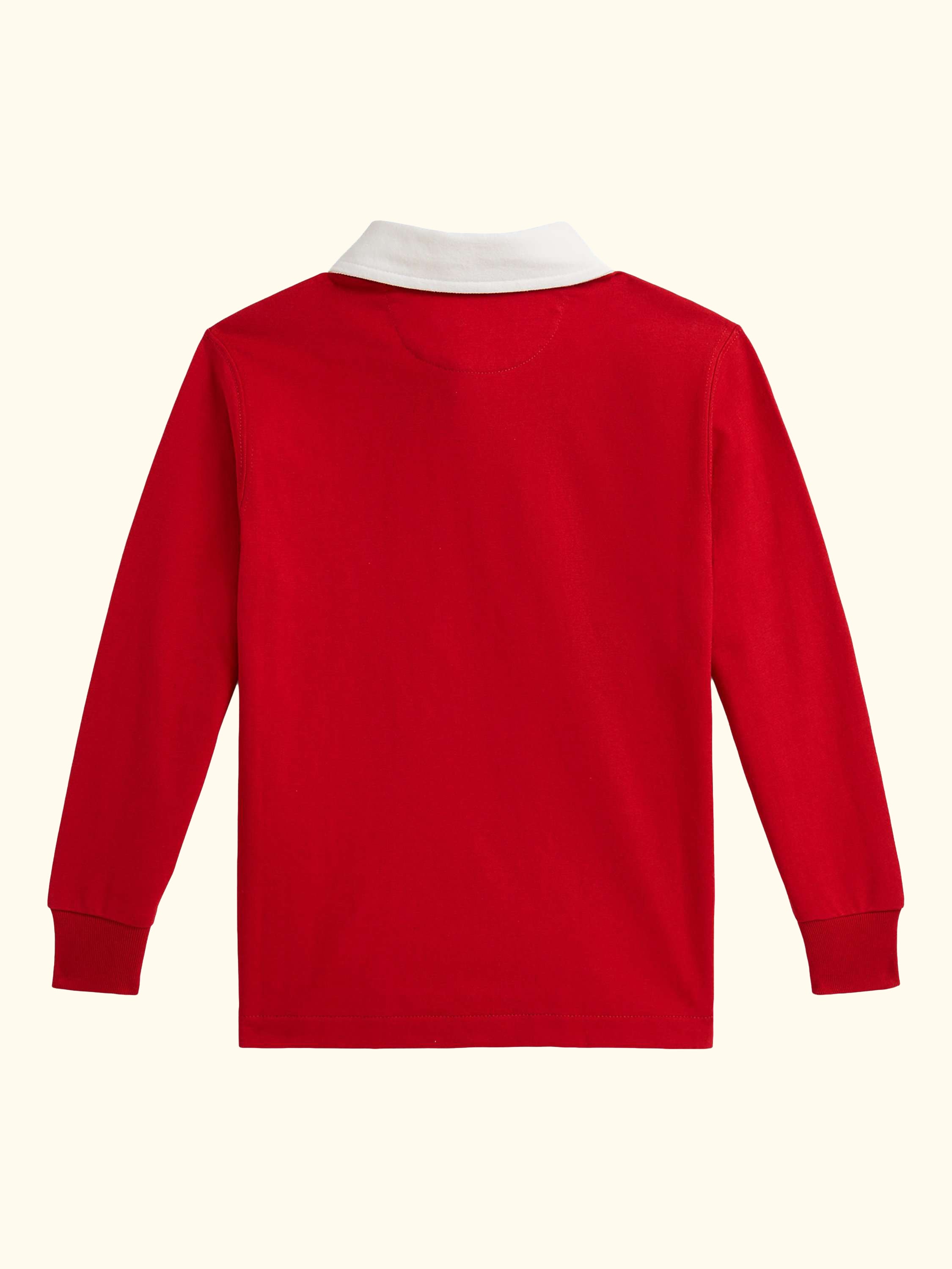 Kids' Cotton Logo Long Sleeve Rugby Shirt, Red Multi