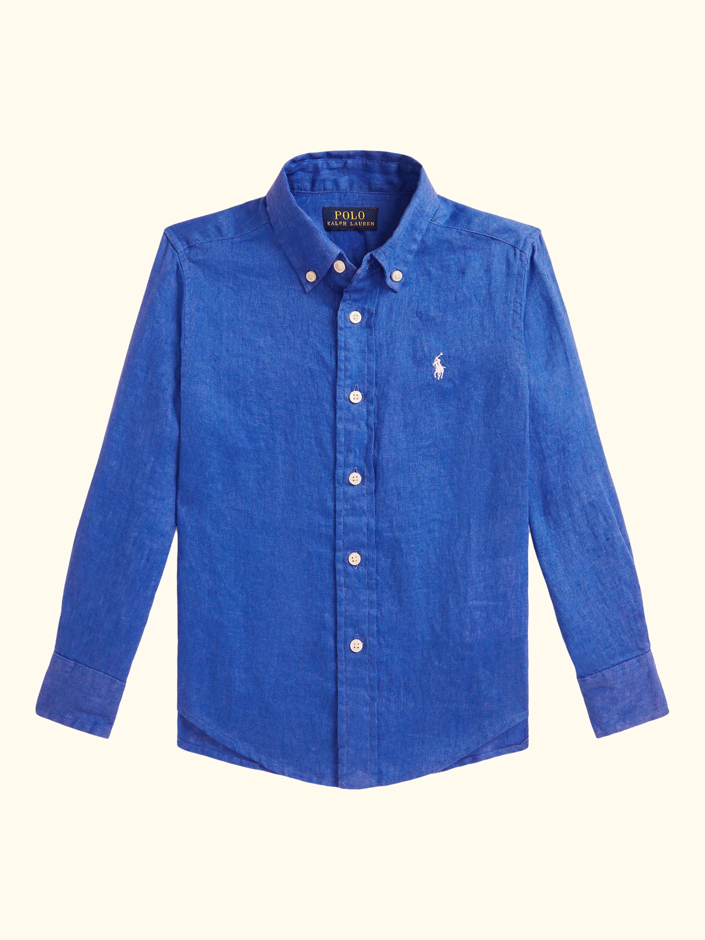 Kids' Pure Linen Long Sleeved Shirt, New Iris Blue