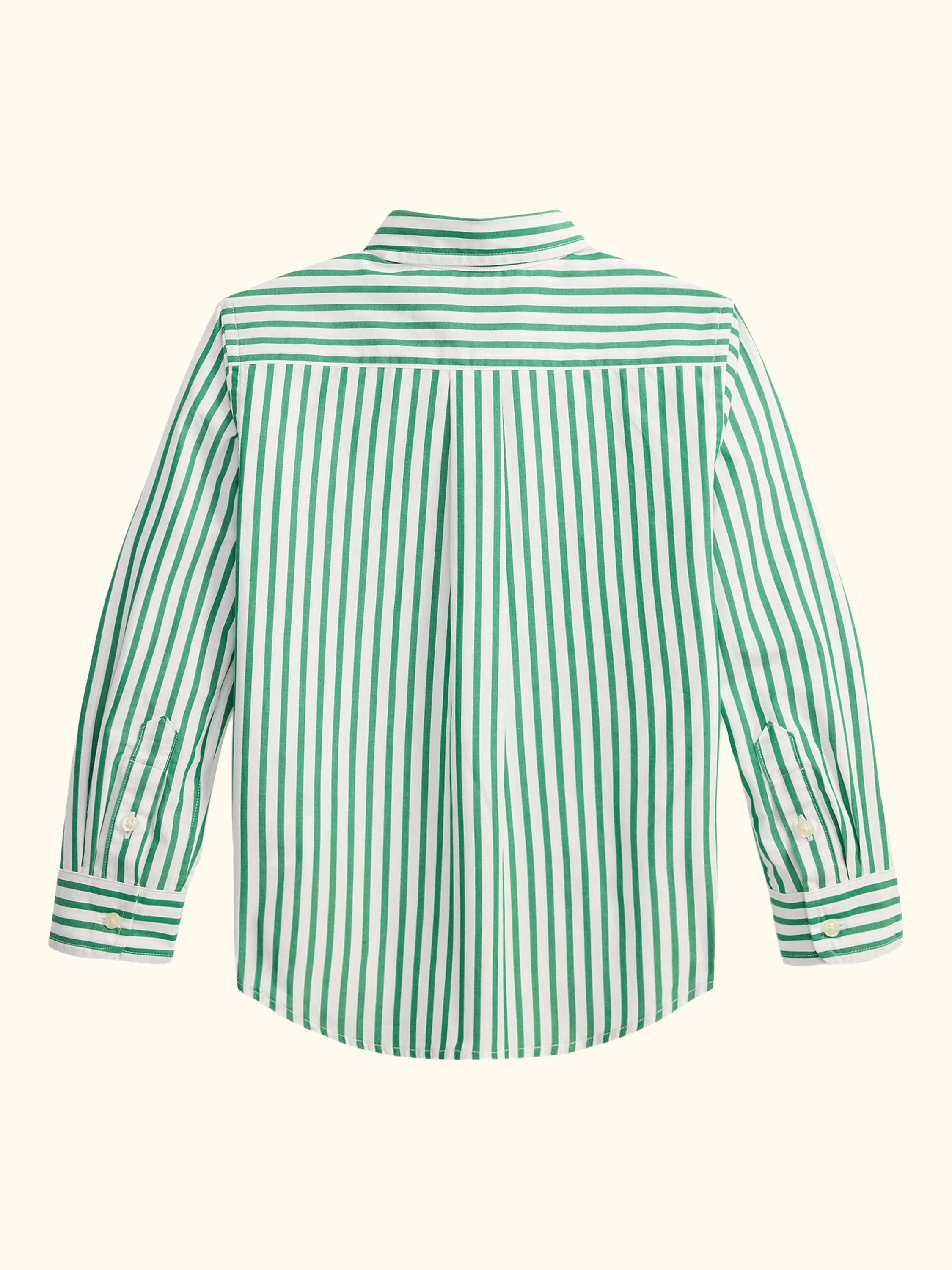Kids' Woven Stripe Logo Shirt, Cruise Green/White