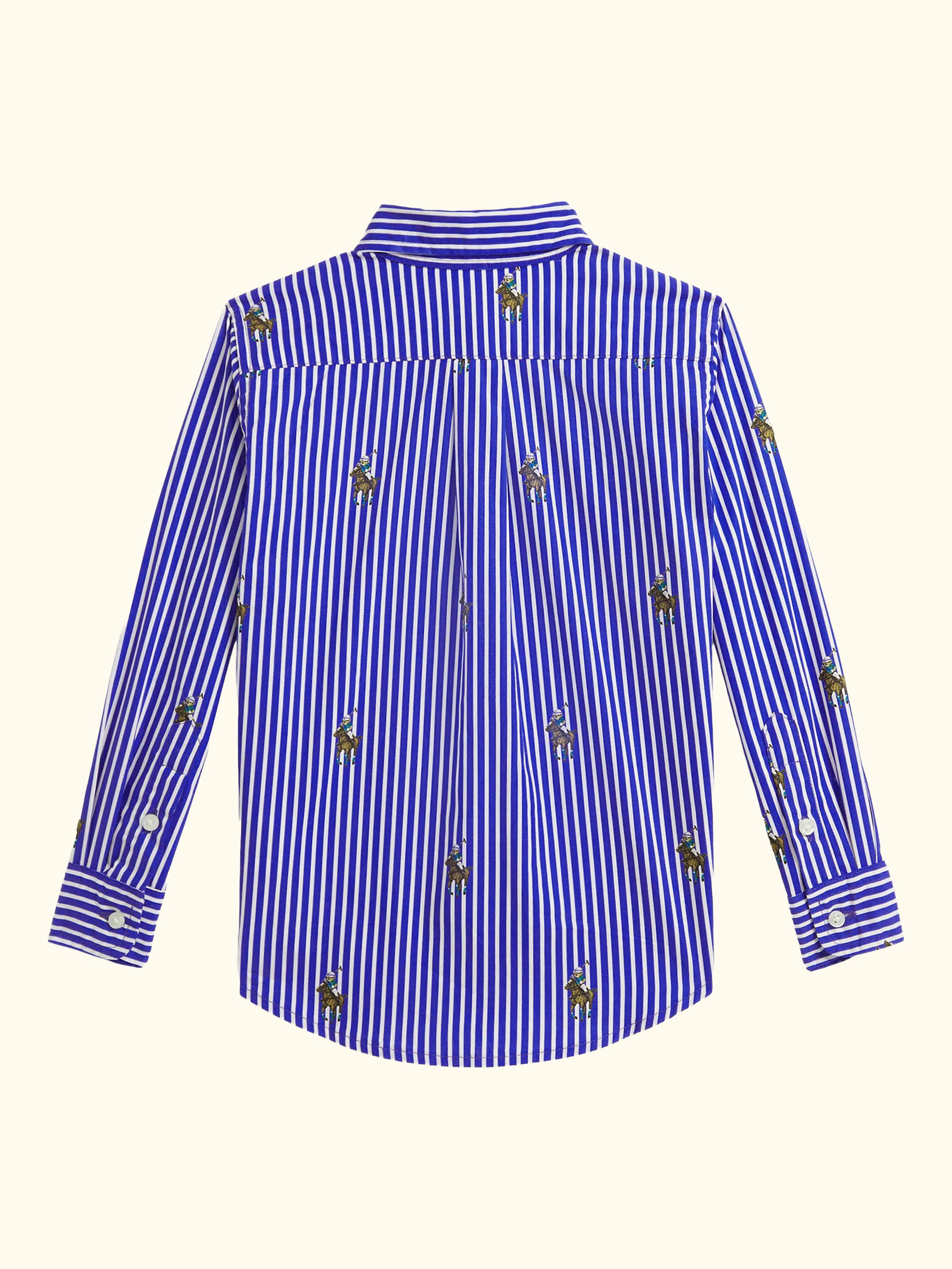 Kids' Sports Woven Cotton Printed Shirt, Equest Bear Stripe