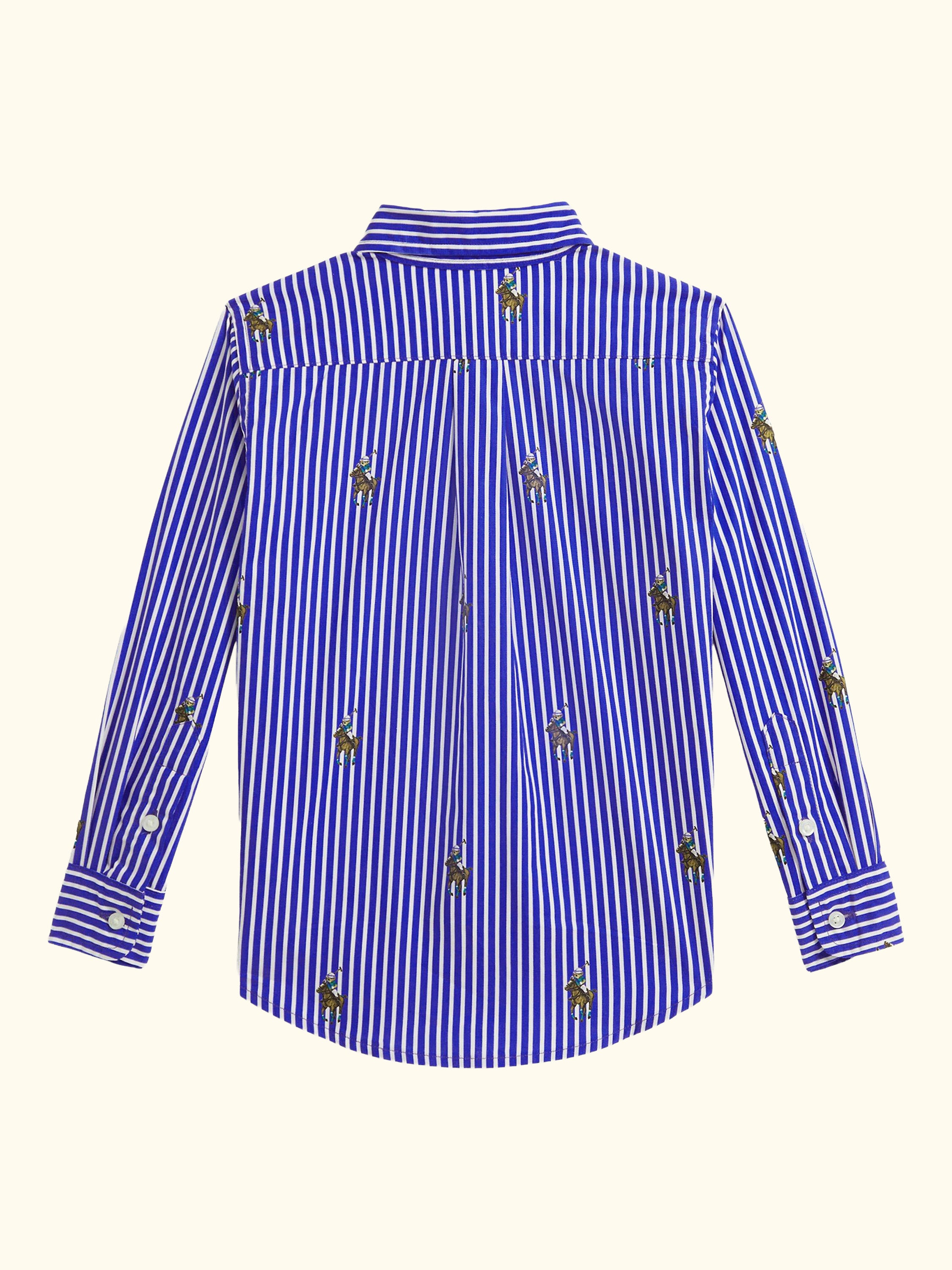 Kids' Sports Woven Cotton Printed Shirt, Equest Bear Stripe