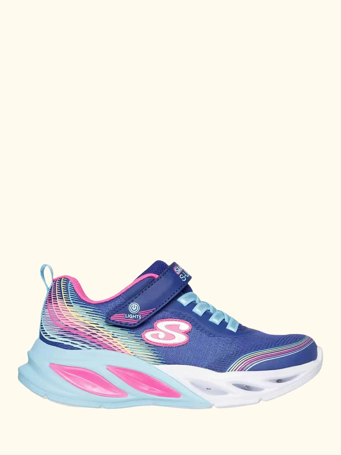 Skechers Kids' S-Lights Cosmic Glow Rainbow Dream Trainers, Indigo/Multi