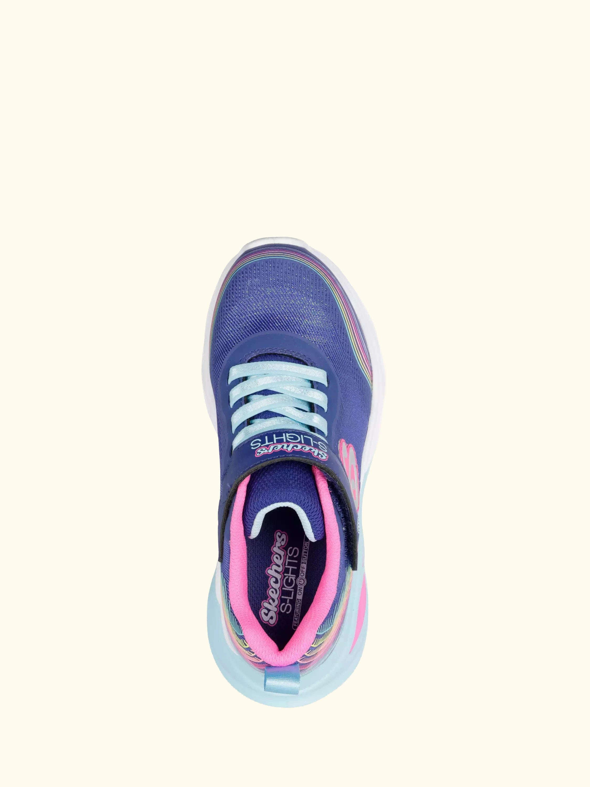 Skechers Kids' S-Lights Cosmic Glow Rainbow Dream Trainers, Indigo/Multi