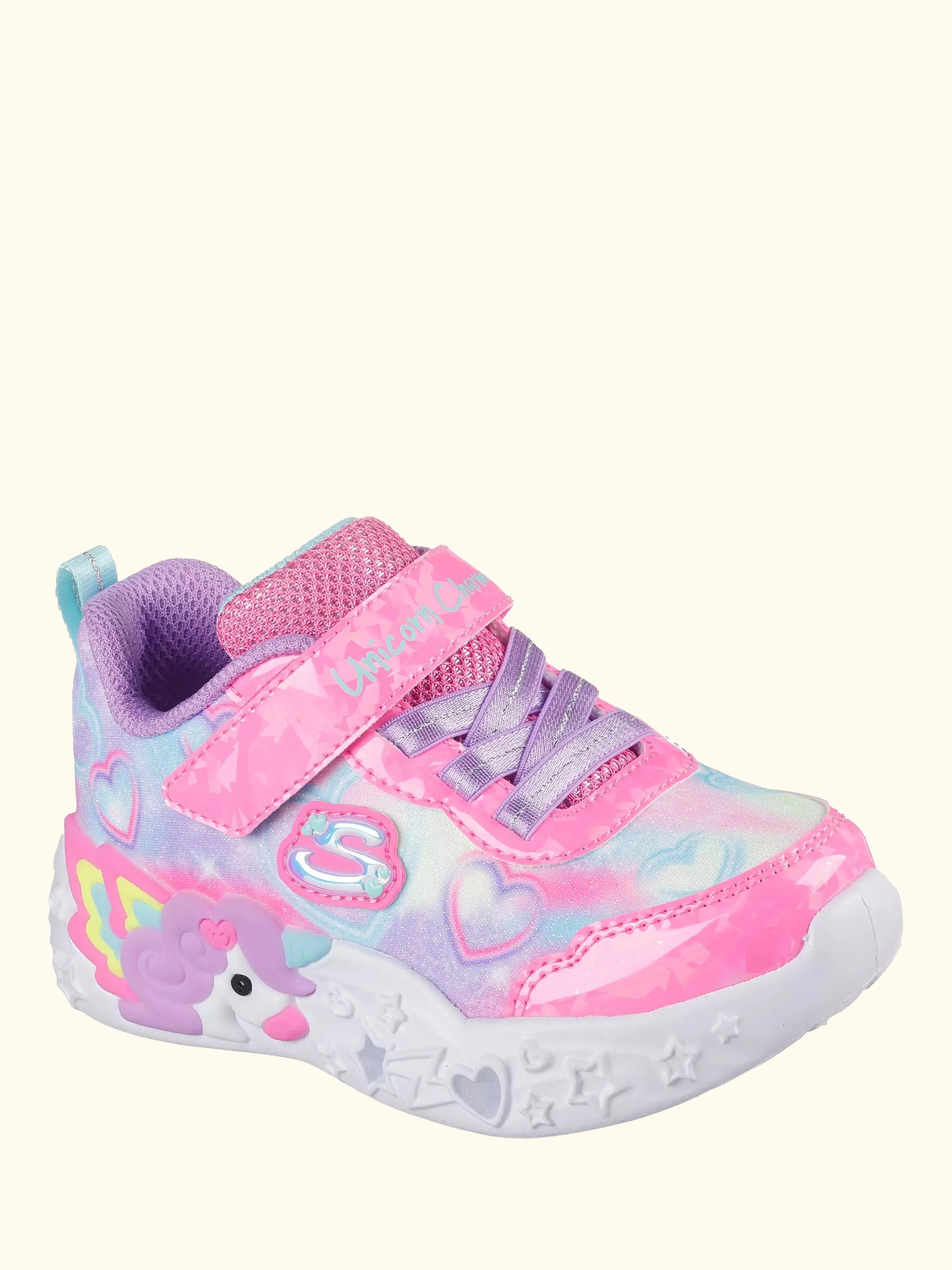 Skechers Kids' Unicorn Charmer Lil Heart Sparkles Trainers, Pink/Multi