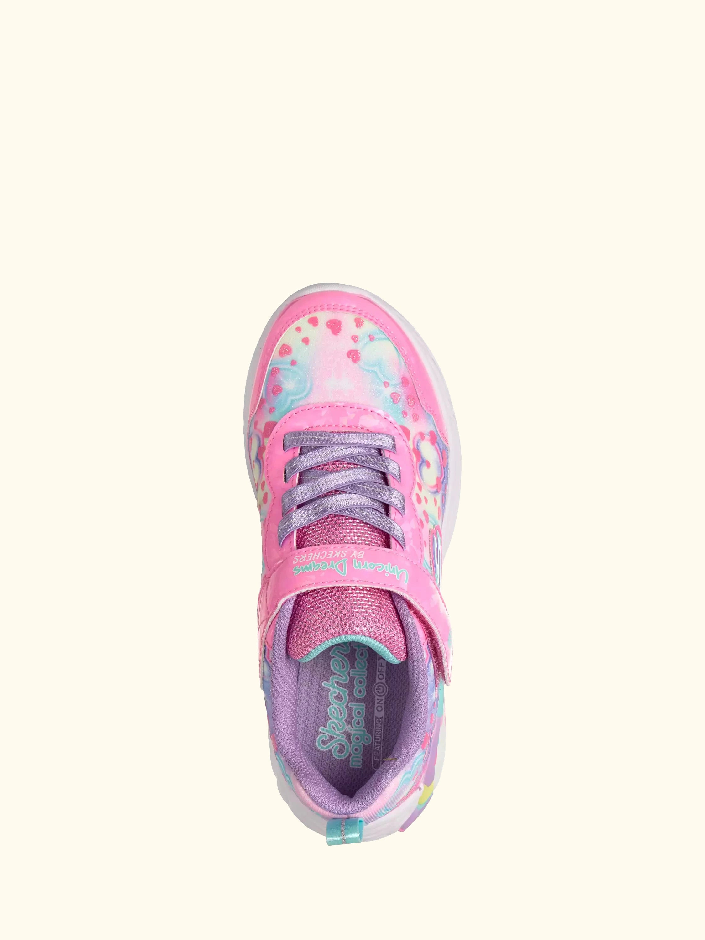 Skechers Kids' S-Lights Unicorn Dreams Heart Sparkles Trainers, Pink/Multi