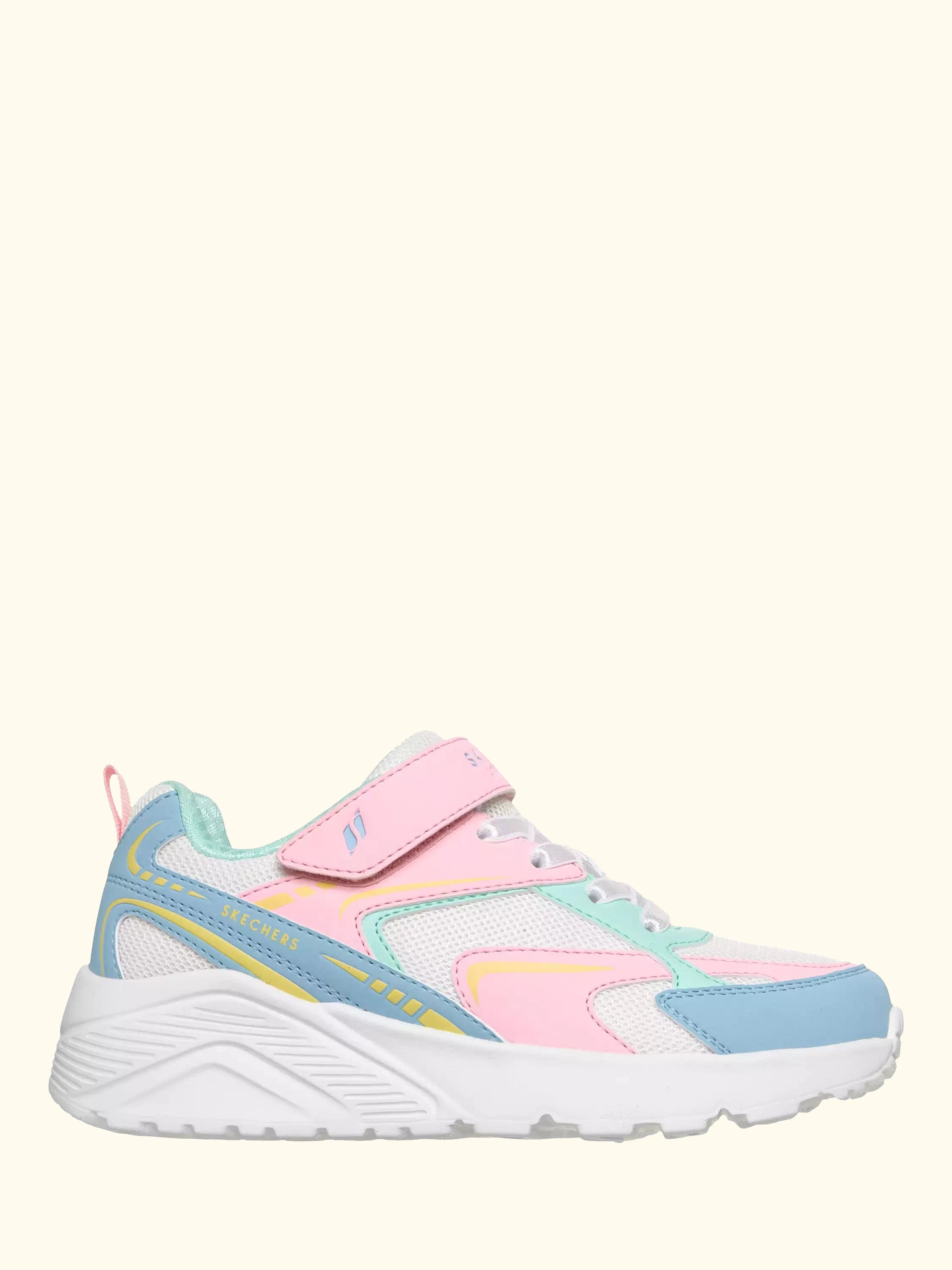 Skechers Kids' Street UNO Lite Vista Strike Trainers, White/Multi