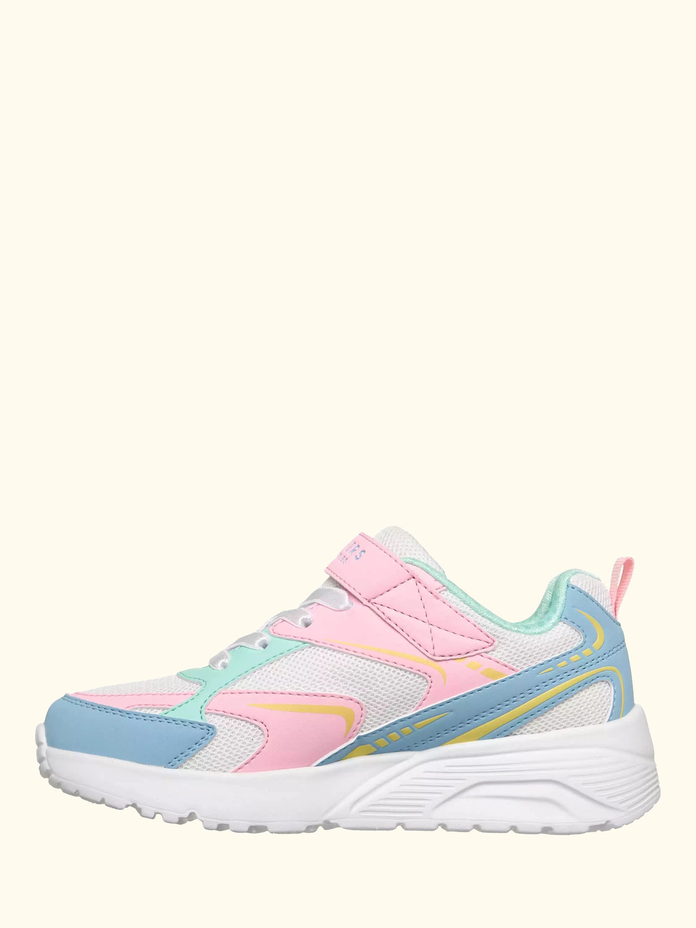 Skechers Kids' Street UNO Lite Vista Strike Trainers, White/Multi
