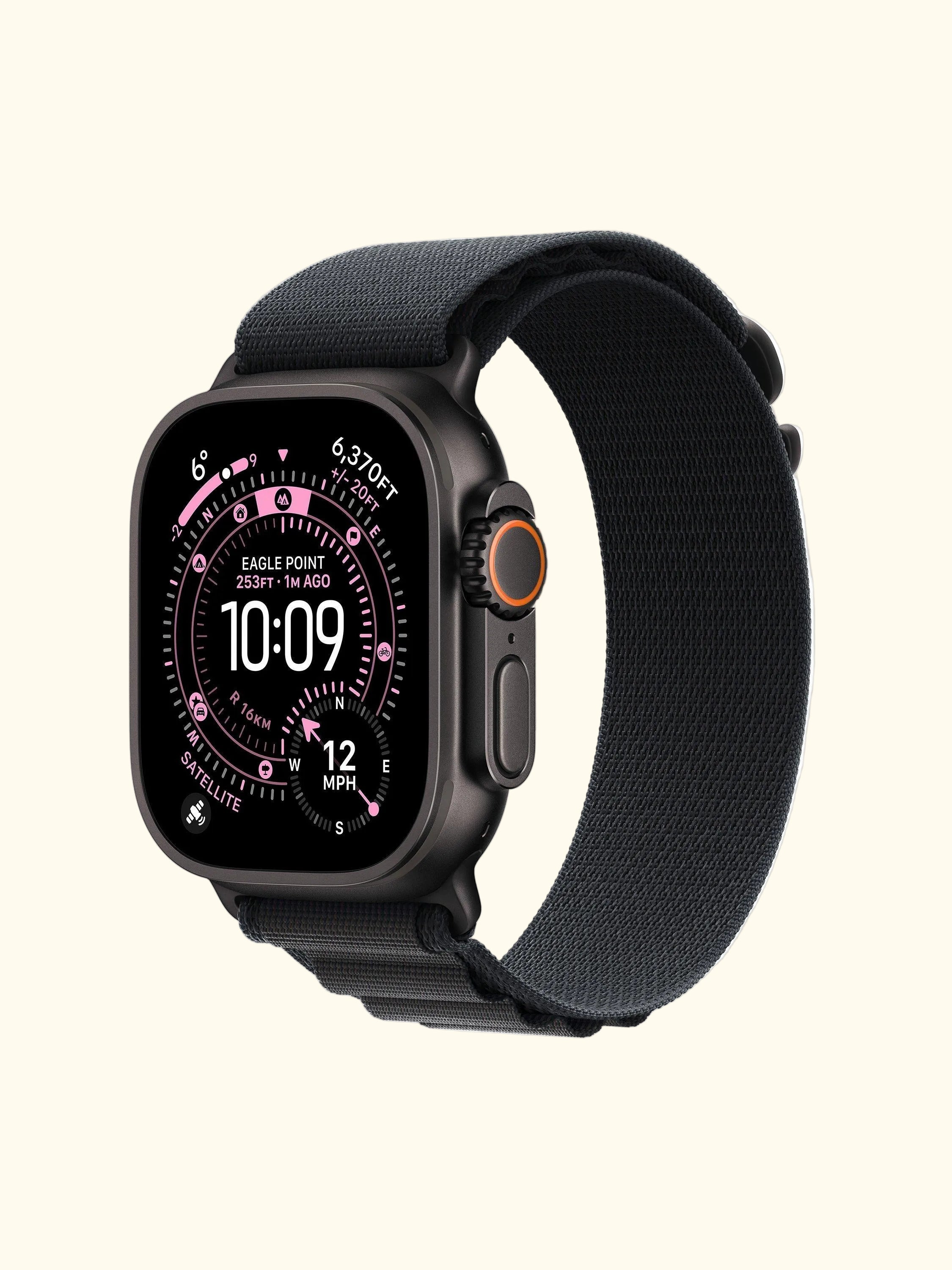 Watch Ultra 3 GPS + Cellular, 49mm, Titanium Case with Alpine Loop, Medium, Black Titanium/Black