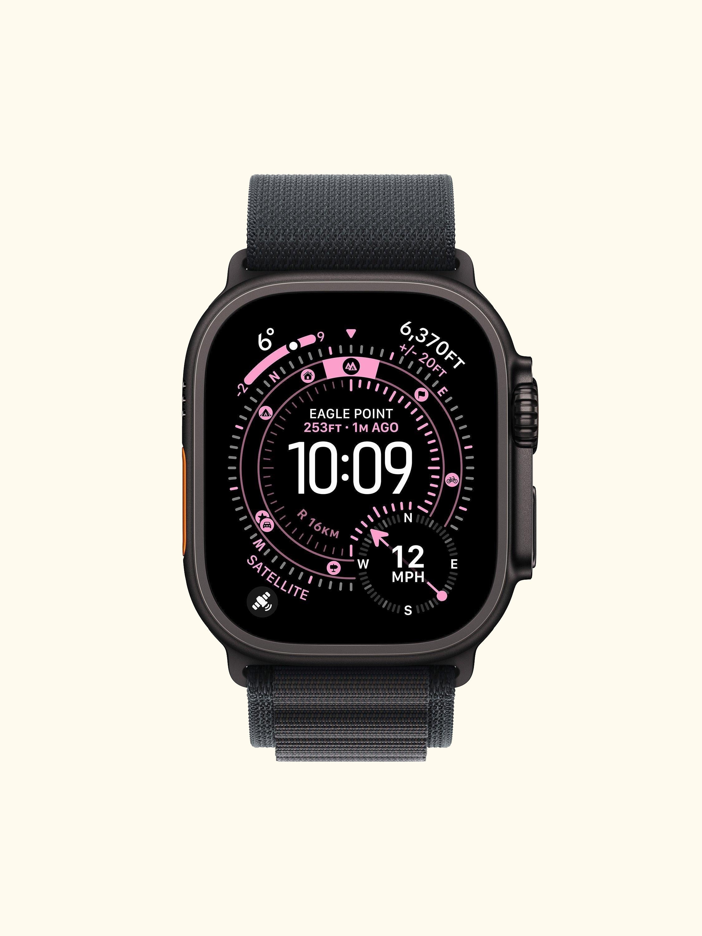 Watch Ultra 3 GPS + Cellular, 49mm, Titanium Case with Alpine Loop, Medium, Black Titanium/Black