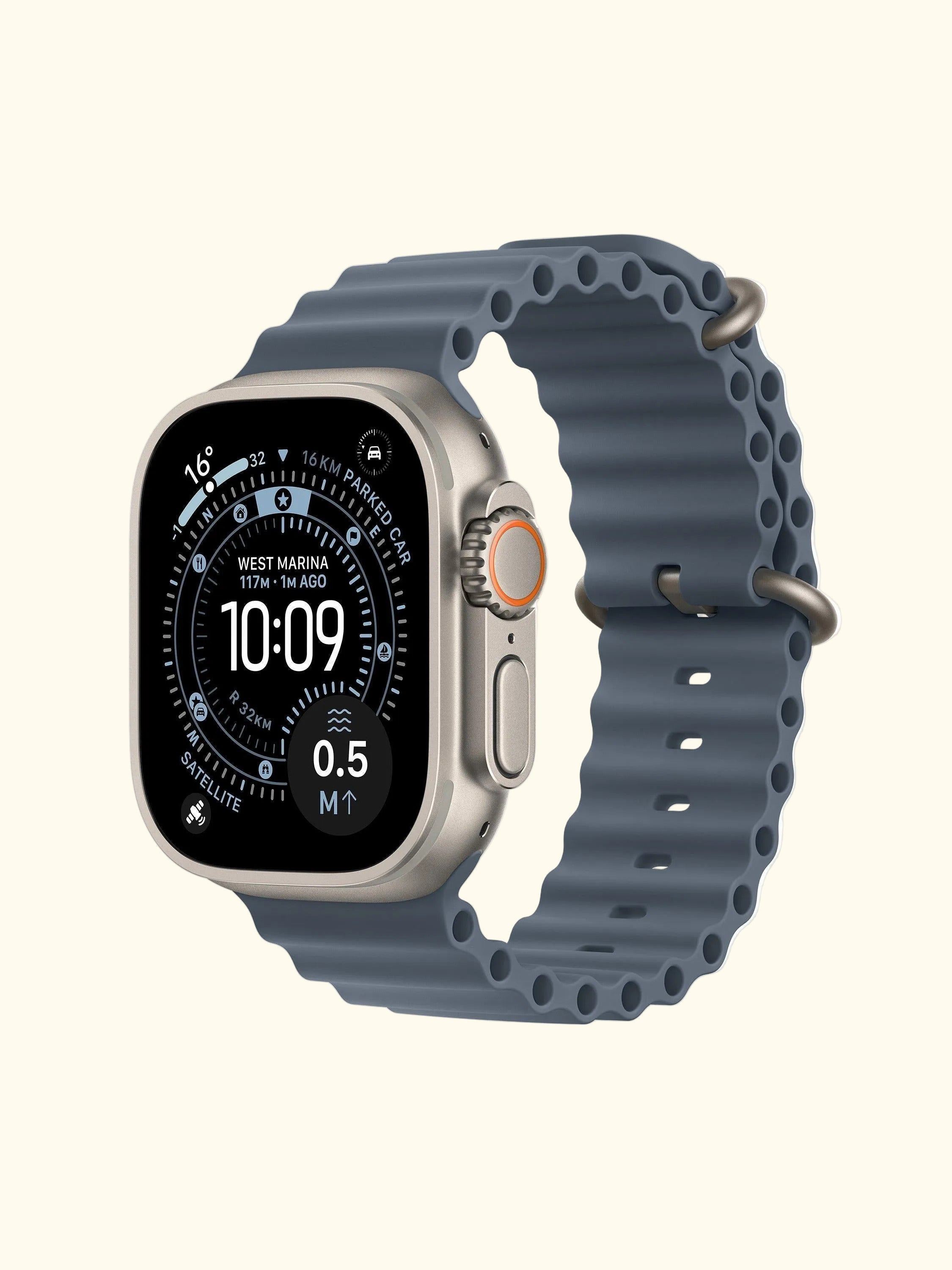 Watch Ultra 3 GPS + Cellular, 49mm, Titanium Case with Ocean Band, One Size, Natural Titanium/Anchor Blue