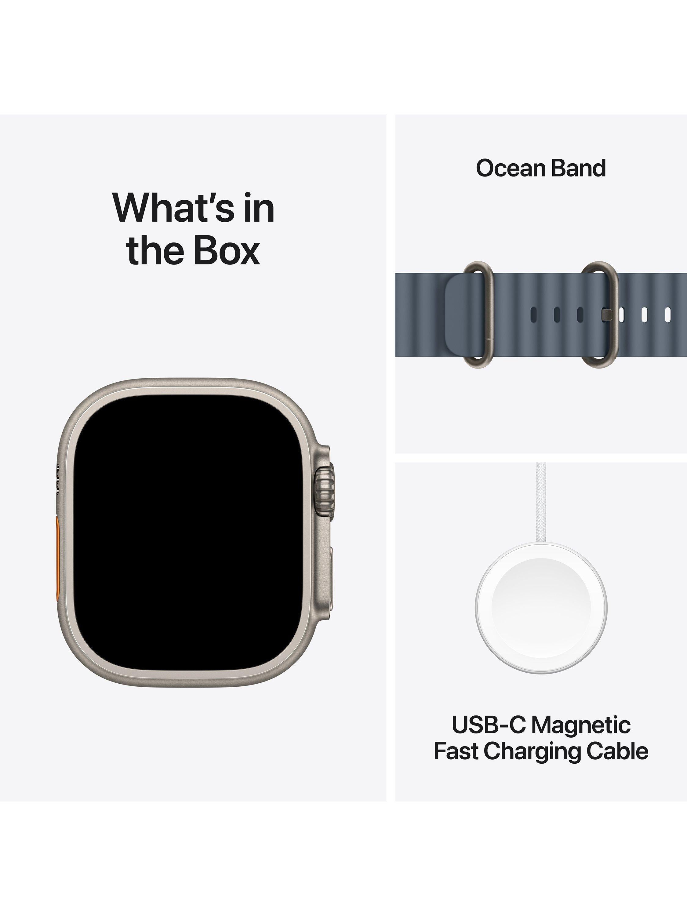 Watch Ultra 3 GPS + Cellular, 49mm, Titanium Case with Ocean Band, One Size, Natural Titanium/Anchor Blue