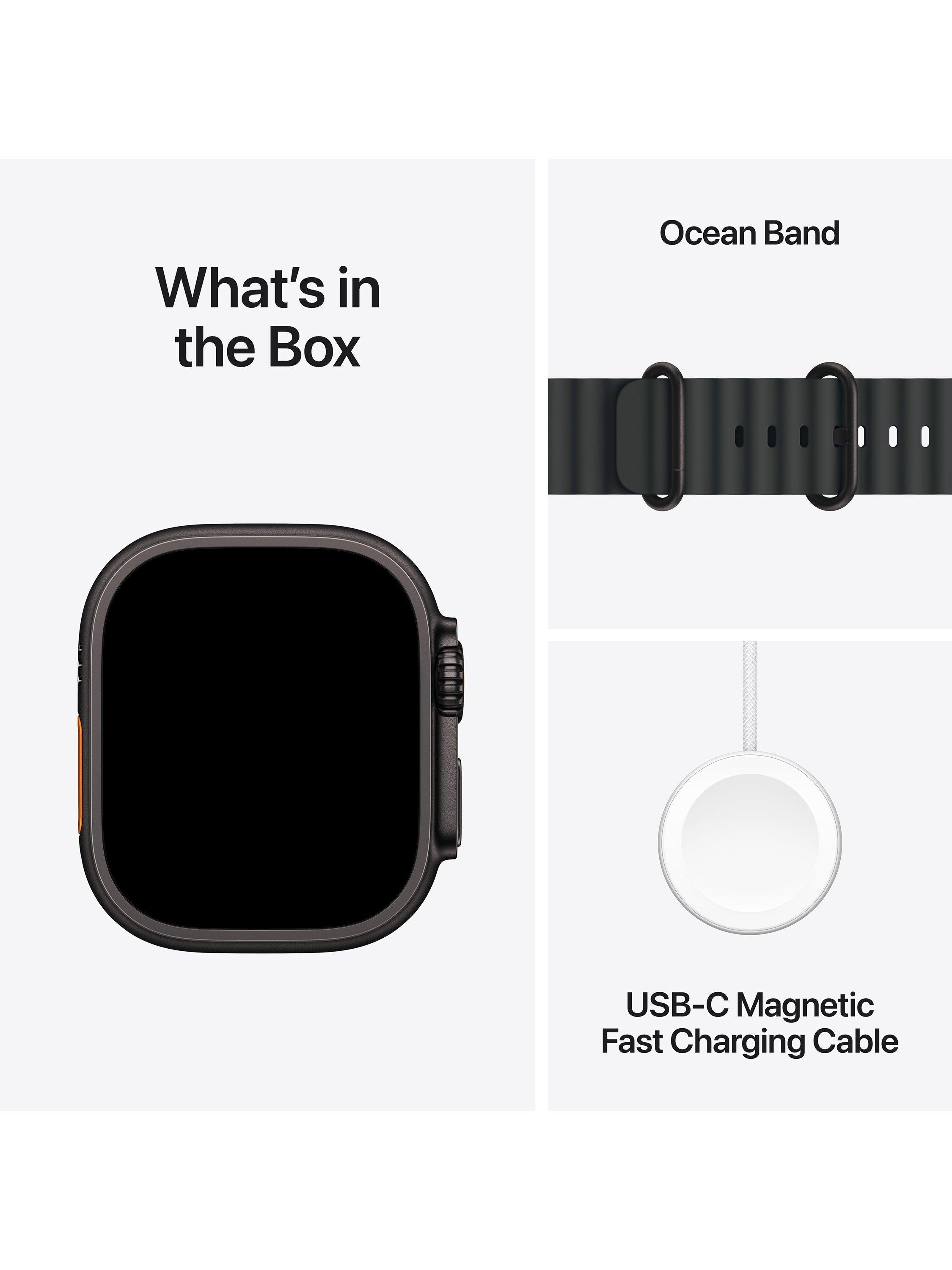 Watch Ultra 3 GPS + Cellular, 49mm, Titanium Case with Ocean Band, One Size, Black Titanium/Black