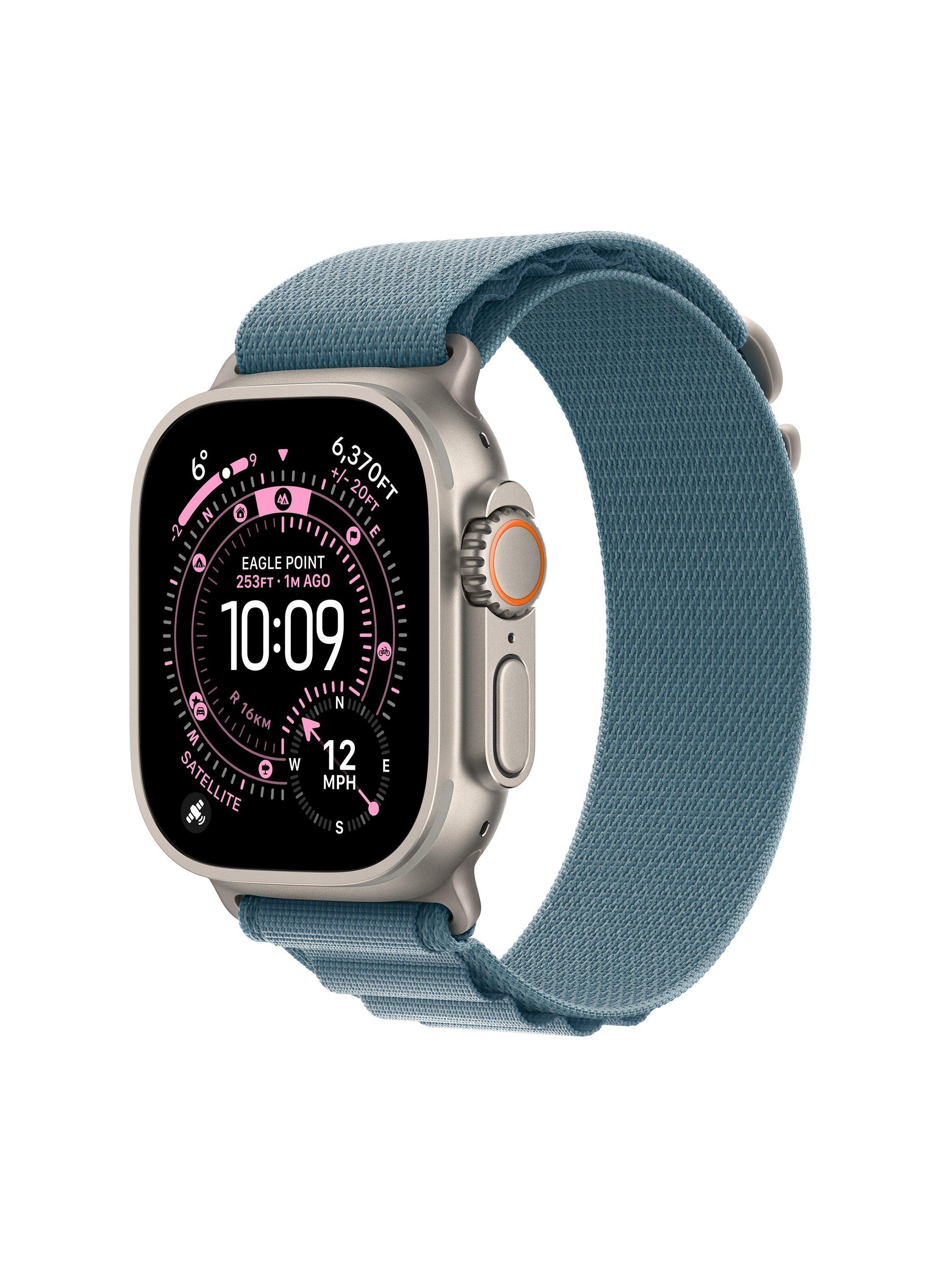 Watch Ultra 3 GPS + Cellular, 49mm, Titanium Case with Alpine Loop, Medium, Natural Titanium/Light Blue