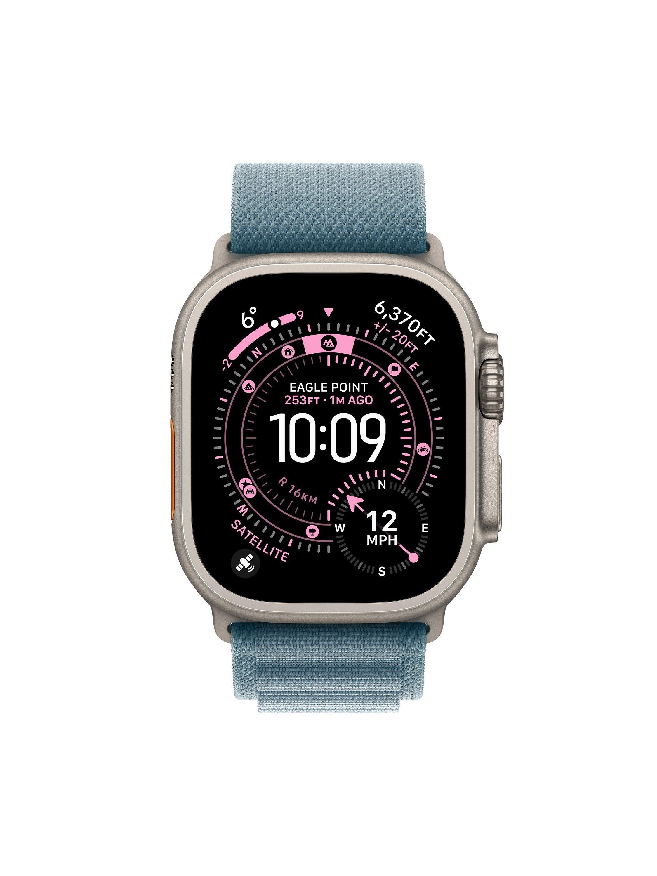 Watch Ultra 3 GPS + Cellular, 49mm, Titanium Case with Alpine Loop, Medium, Natural Titanium/Light Blue