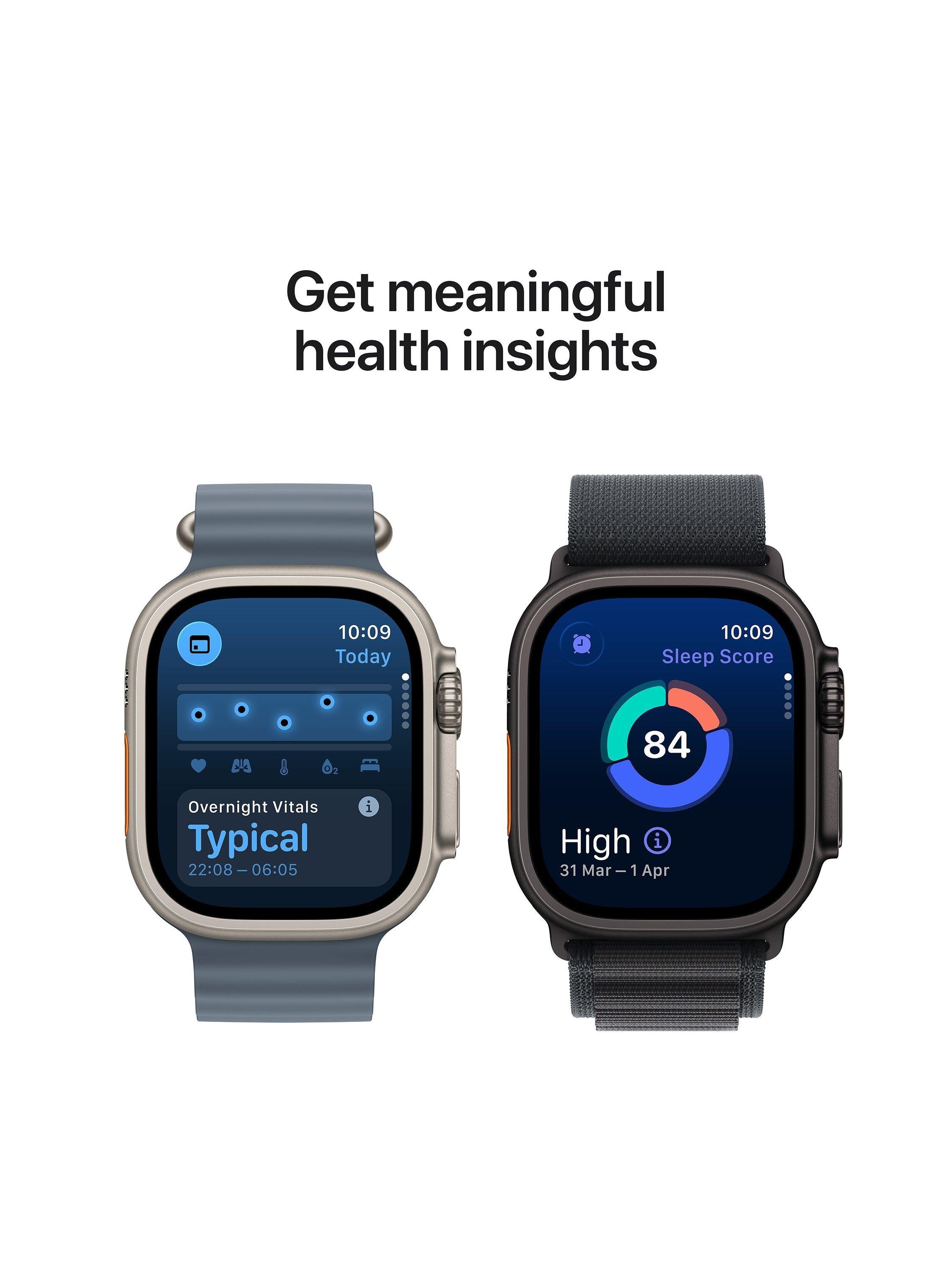 Watch Ultra 3 GPS + Cellular, 49mm, Titanium Case with Alpine Loop, Medium, Natural Titanium/Light Blue