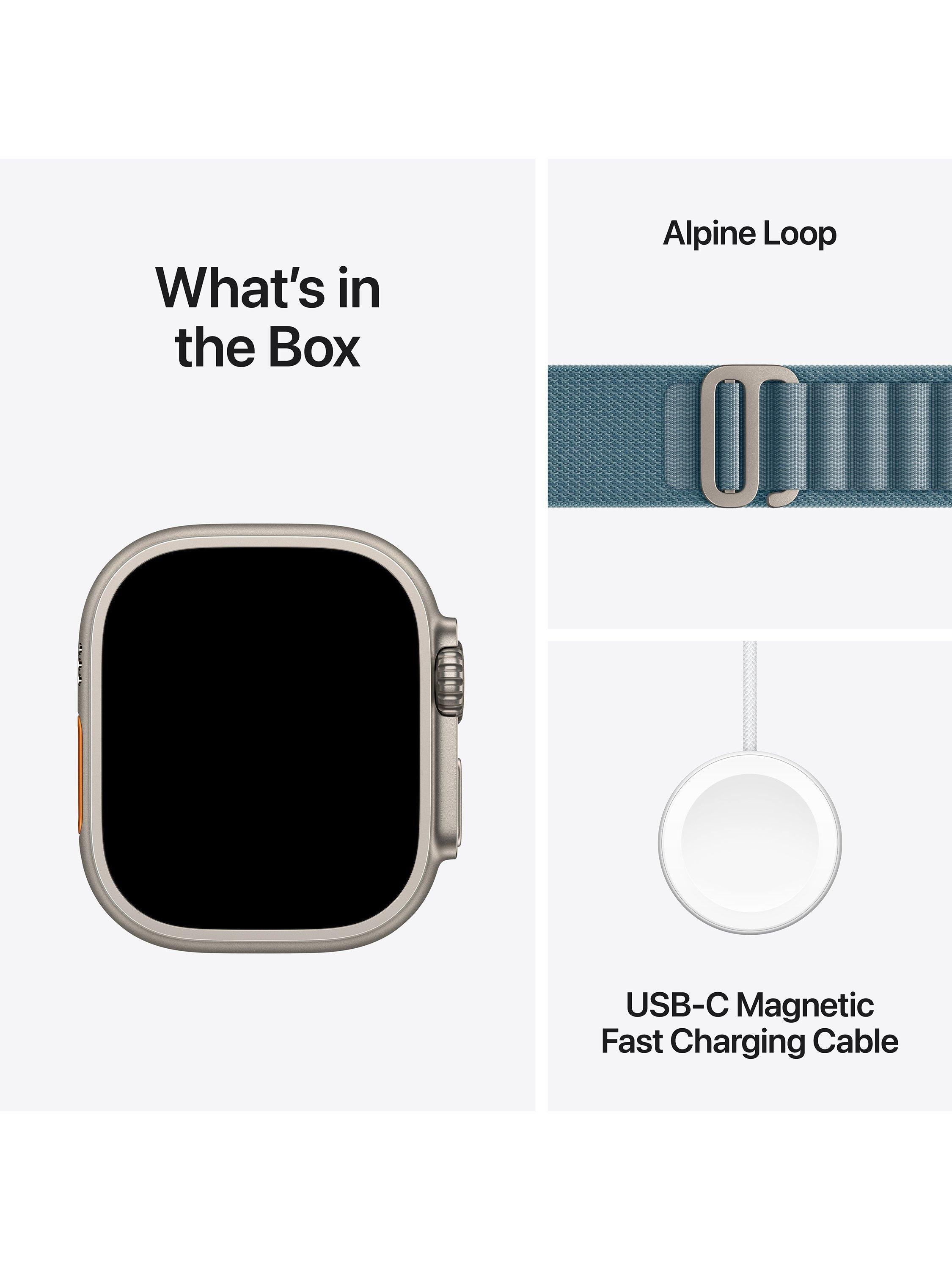 Watch Ultra 3 GPS + Cellular, 49mm, Titanium Case with Alpine Loop, Medium, Natural Titanium/Light Blue