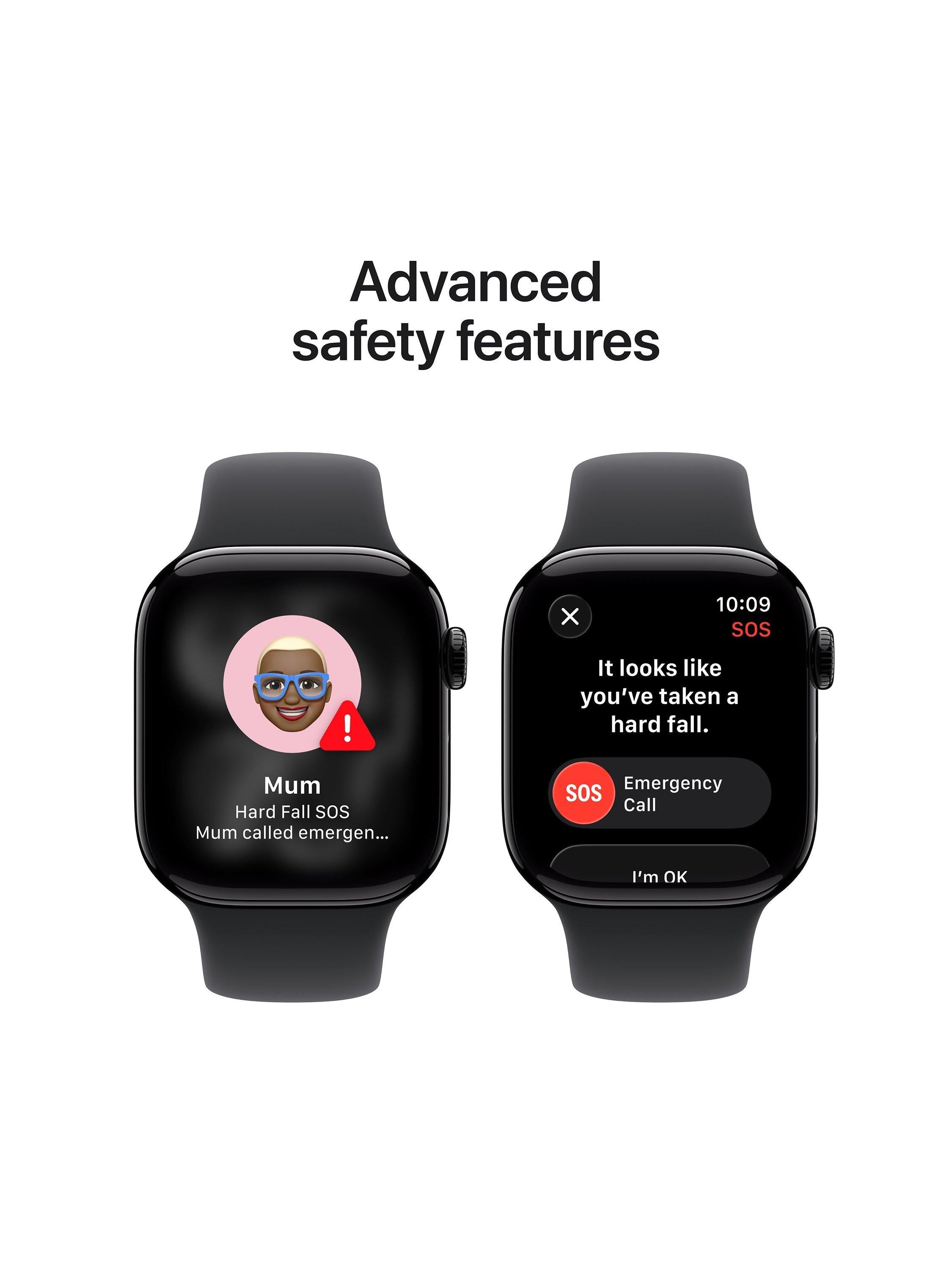 Watch Series 11 GPS + Cellular, 42mm, Aluminium Case, Small-Medium Sport Band, Jet Black/Black