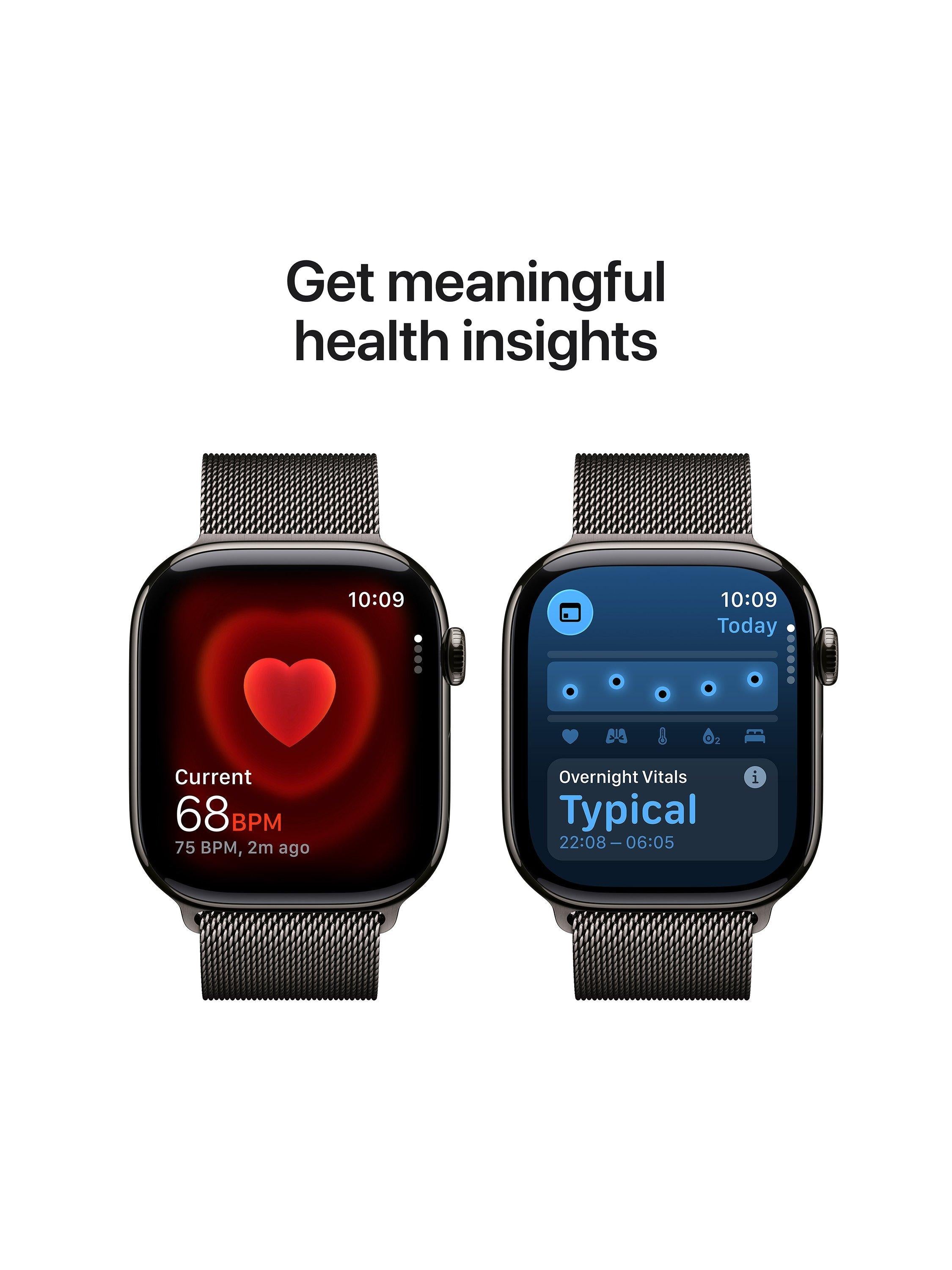 Watch Series 11 GPS + Cellular, 46mm, Titanium Case, Medium-Large Milanese Loop