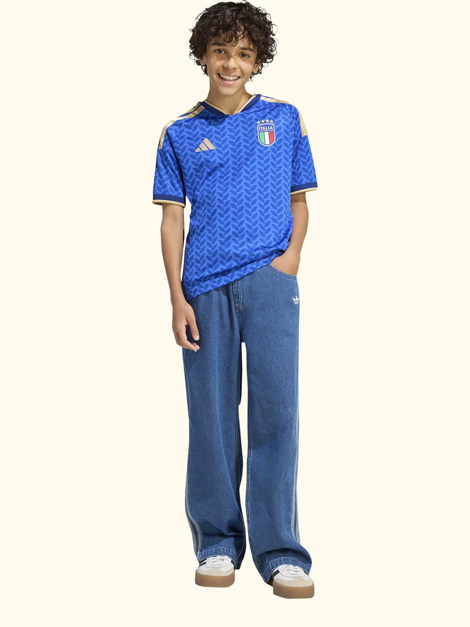Kids' Italy 26 Home Football Jersey, Bold Blue