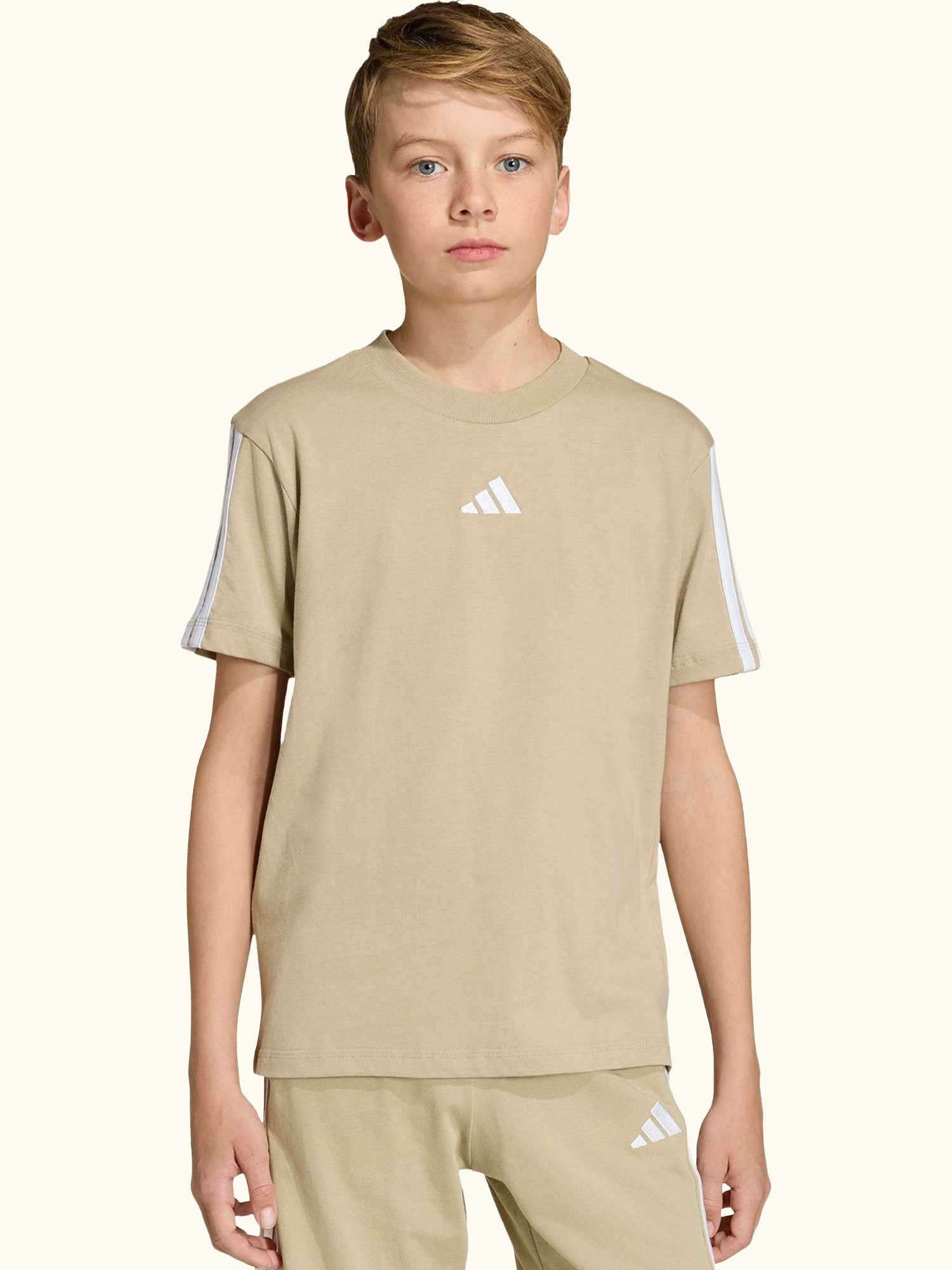 Kids' Essentials Short Sleeved T-Shirt, Beige/White