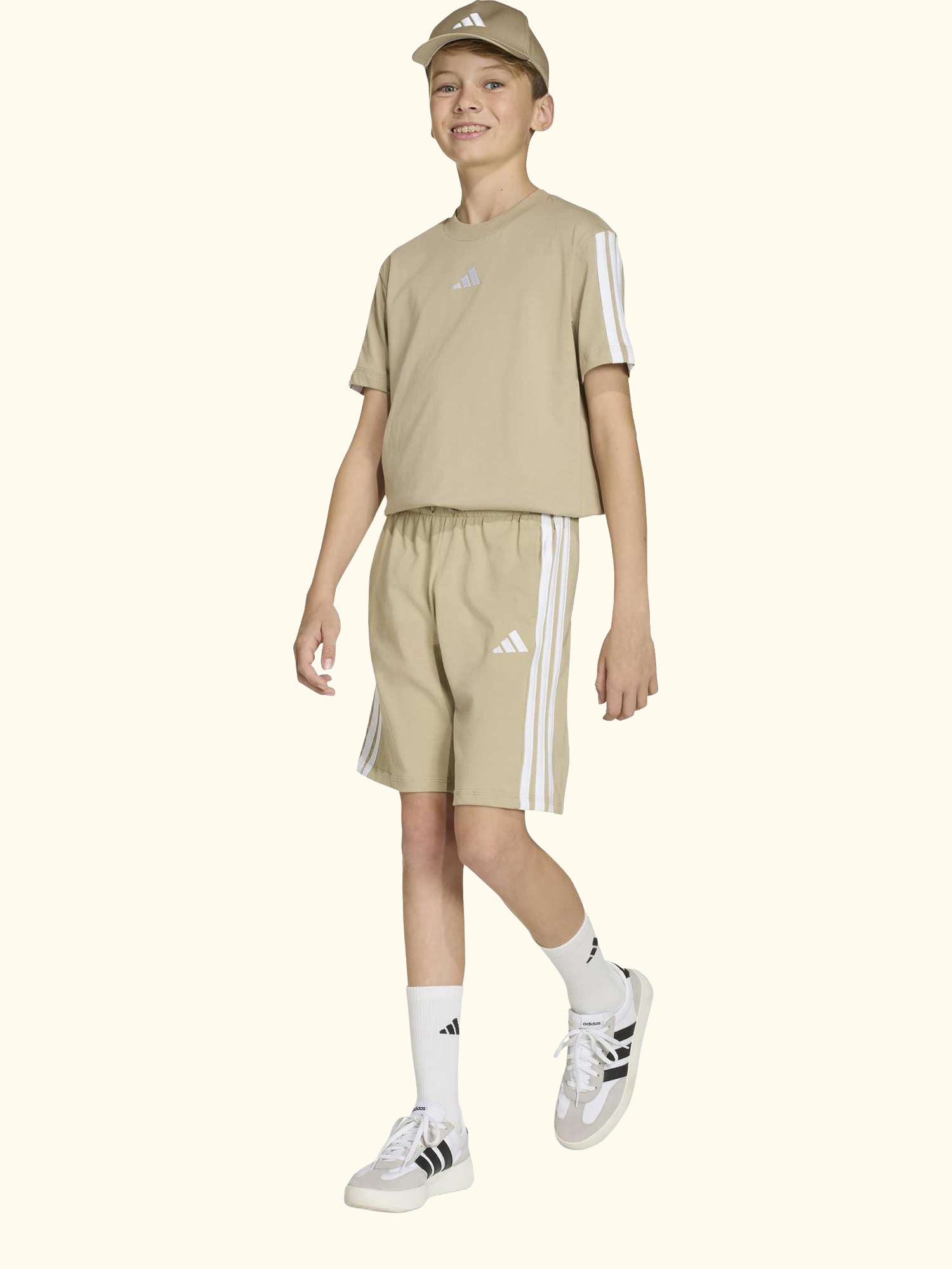 Kids' Essentials Short Sleeved T-Shirt, Beige/White