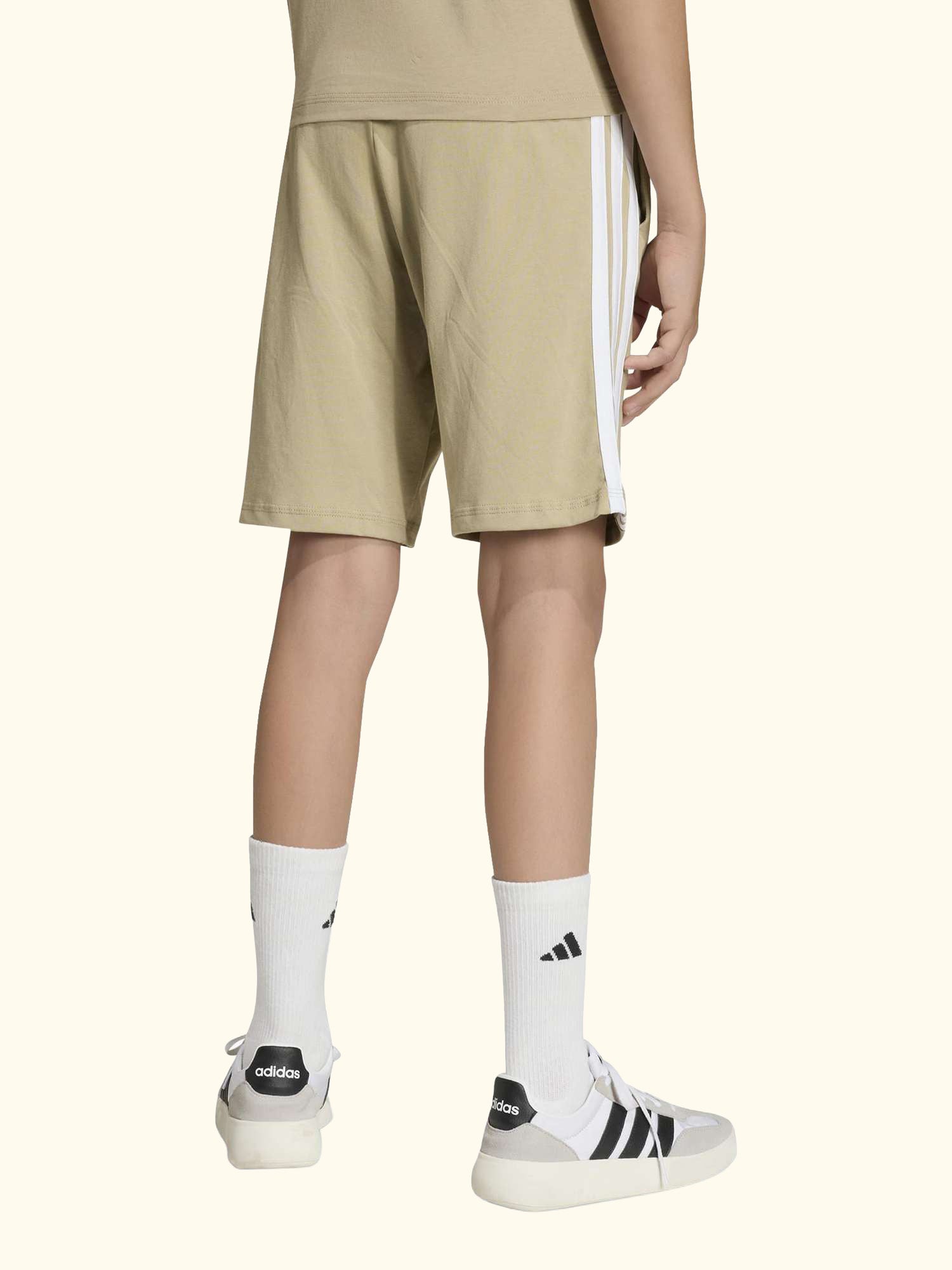 Kids' Essentials Drawstring Shorts, Beige/White