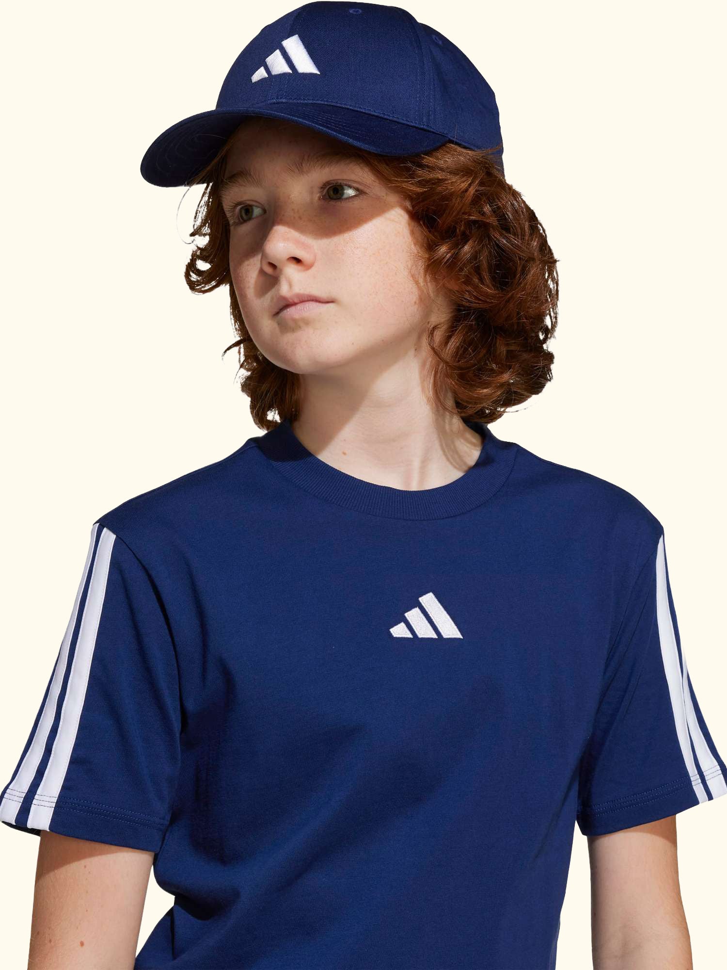 Kids' Classic 3-Stripes T-Shirt, Dark Blue/White