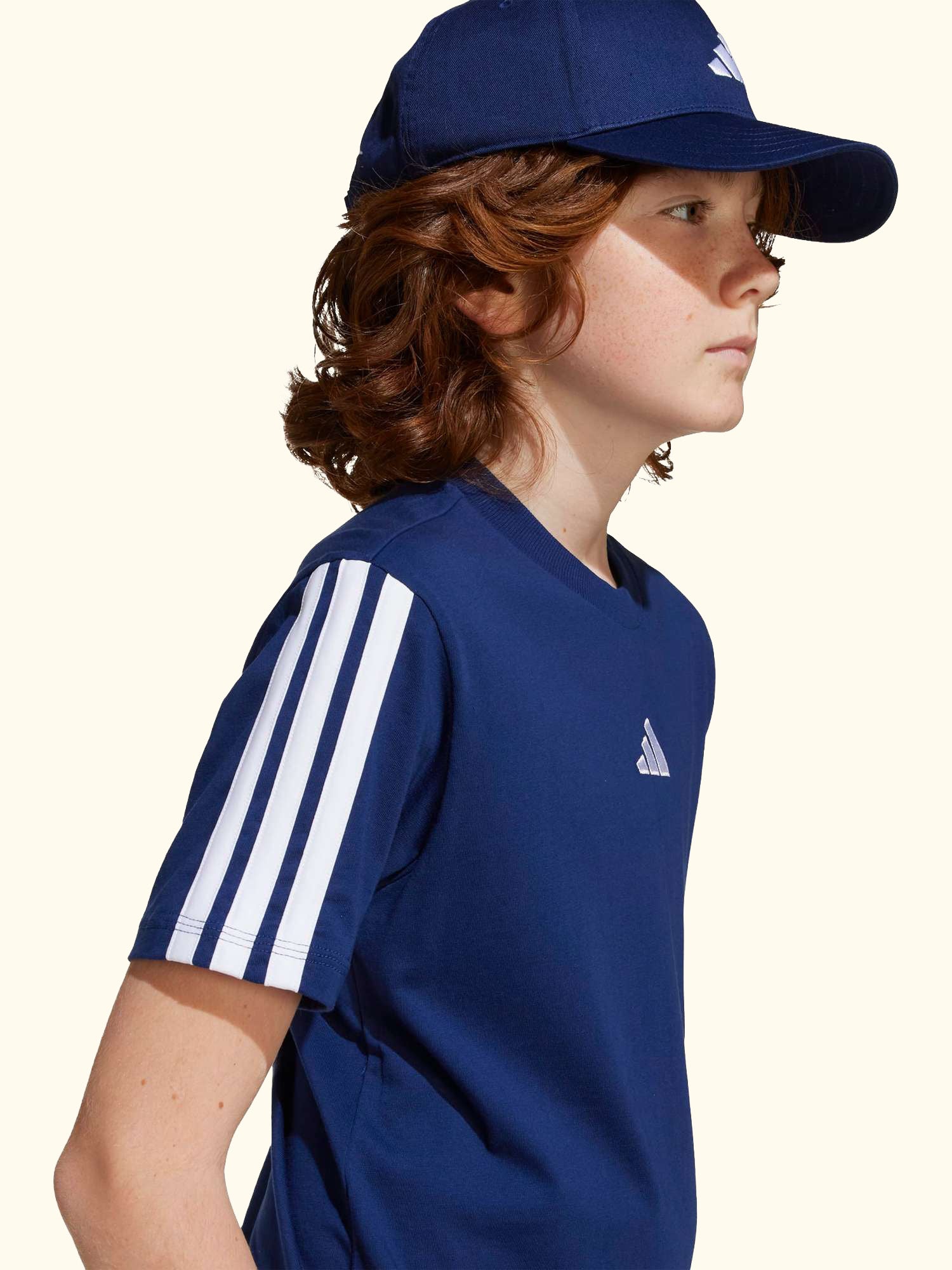 Kids' Classic 3-Stripes T-Shirt, Dark Blue/White