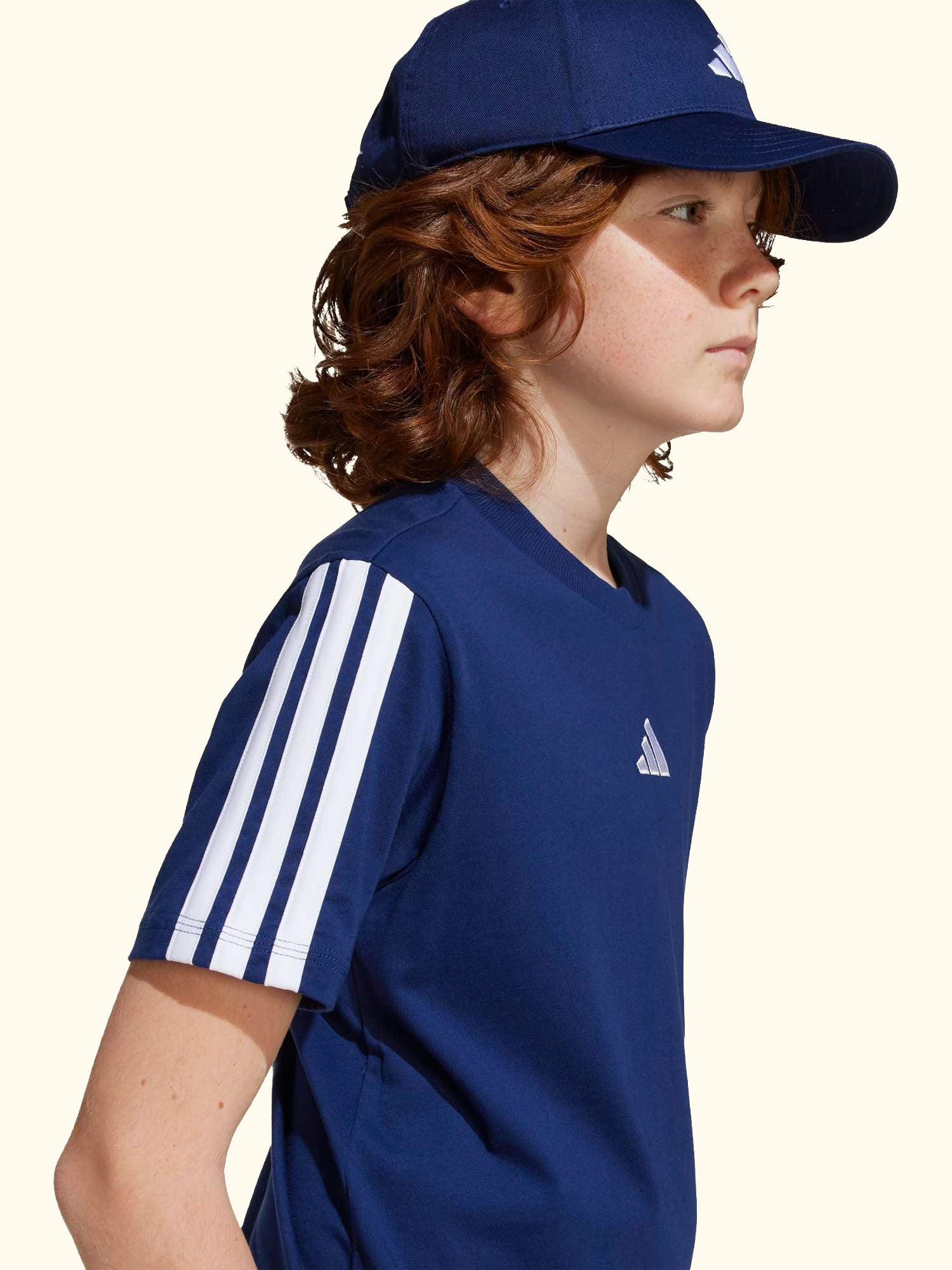 Kids' Classic 3-Stripes T-Shirt, Dark Blue/White