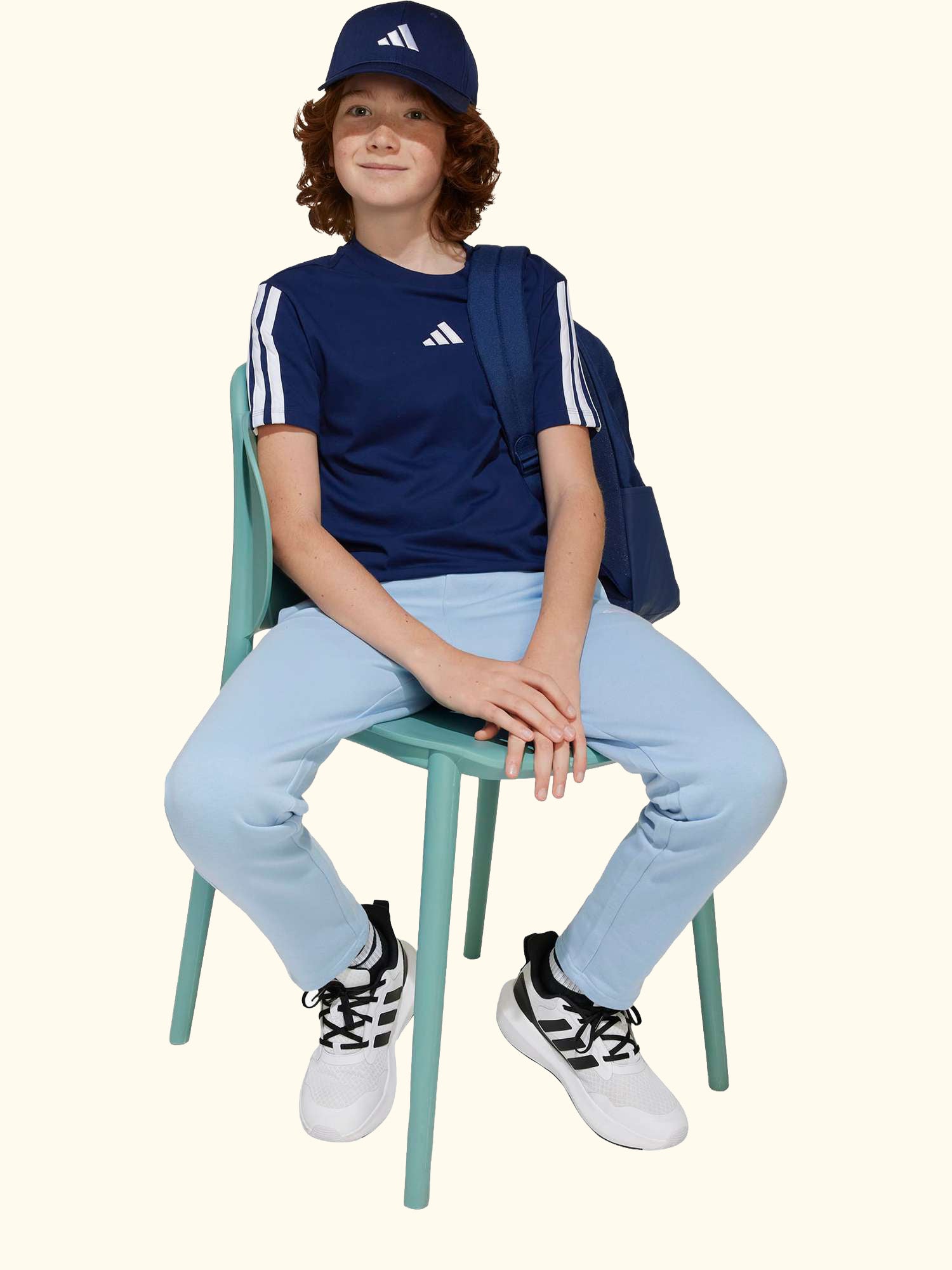 Kids' Classic 3-Stripes T-Shirt, Dark Blue/White