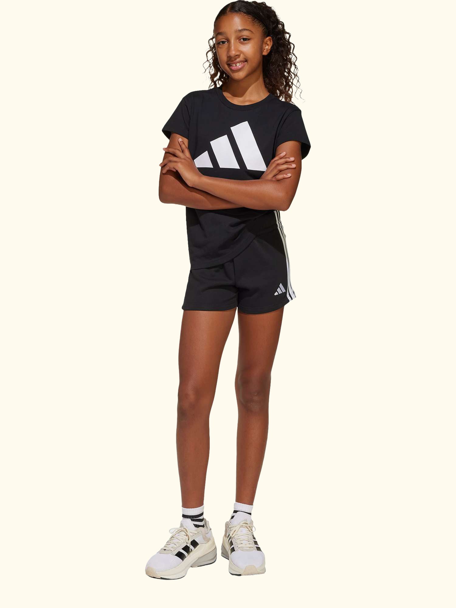 Kids' Classic 3-Stripes Shorts, Black/White