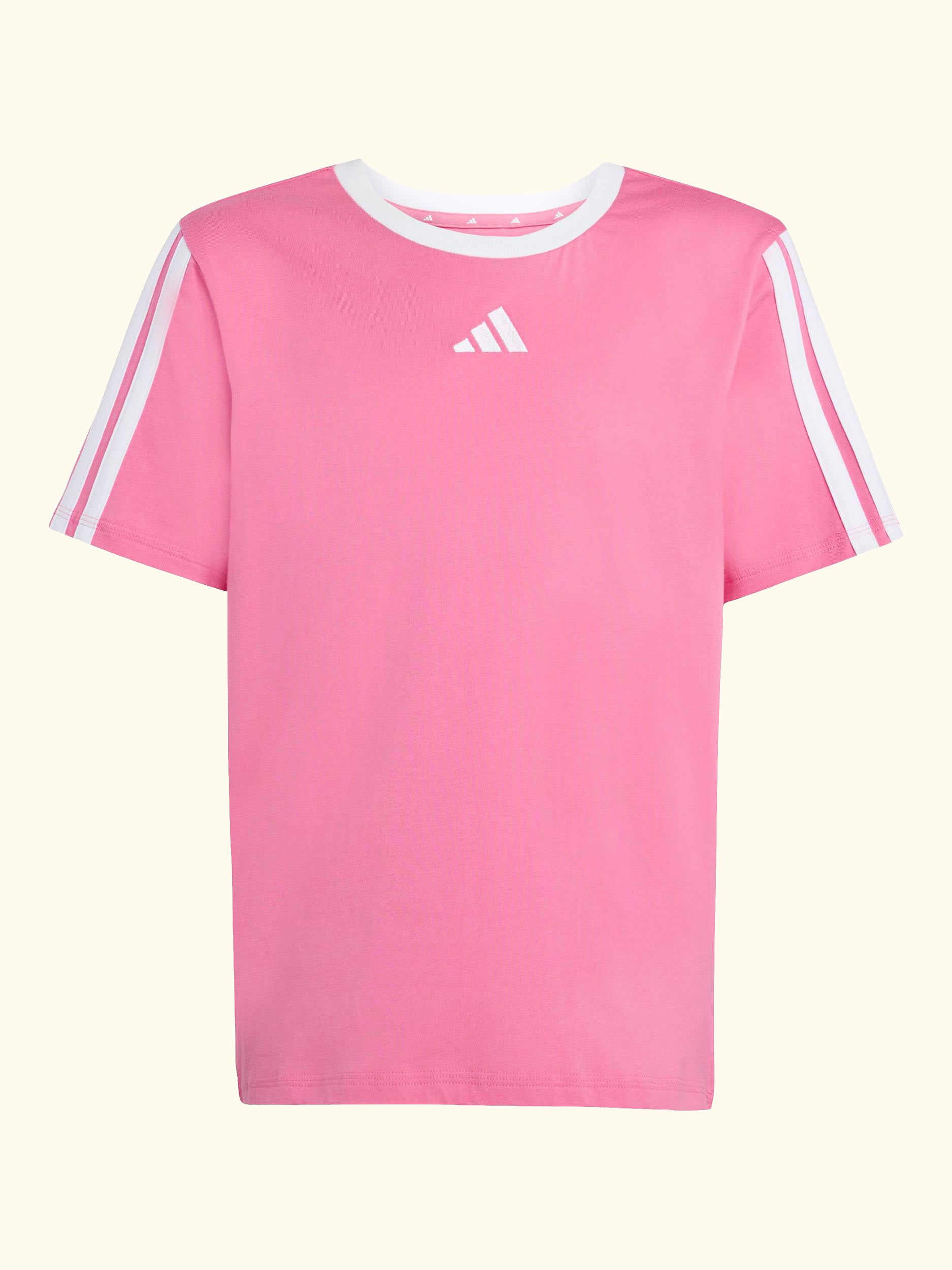 Kids' Cotton Classic 3-Stripes T-Shirt, Pink Fusion/ White