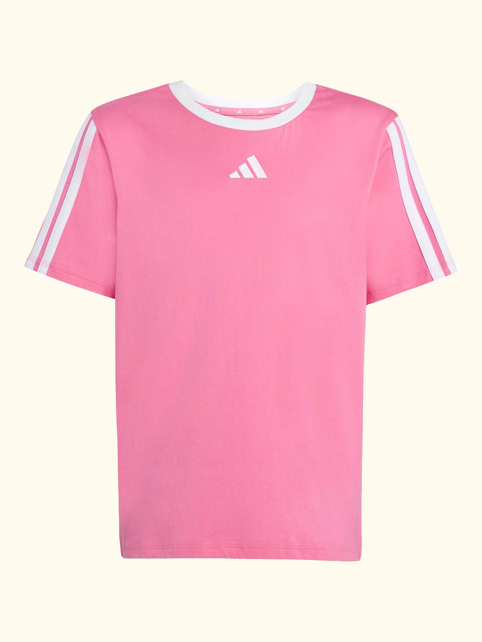 Kids' Cotton Classic 3-Stripes T-Shirt, Pink Fusion/ White