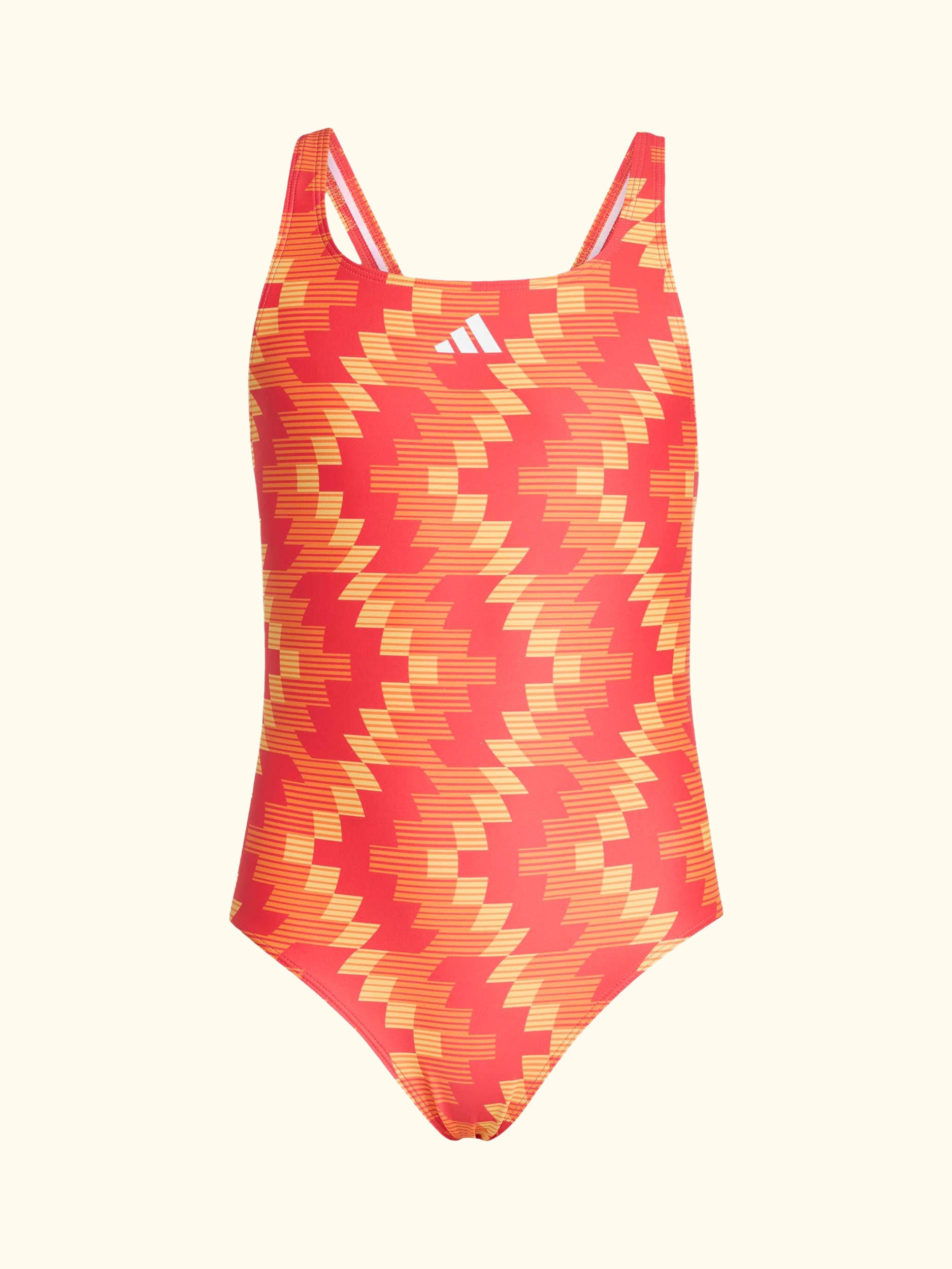 Kids' Football-Inspired V-Back Graphic Swimsuit, Lucid Red