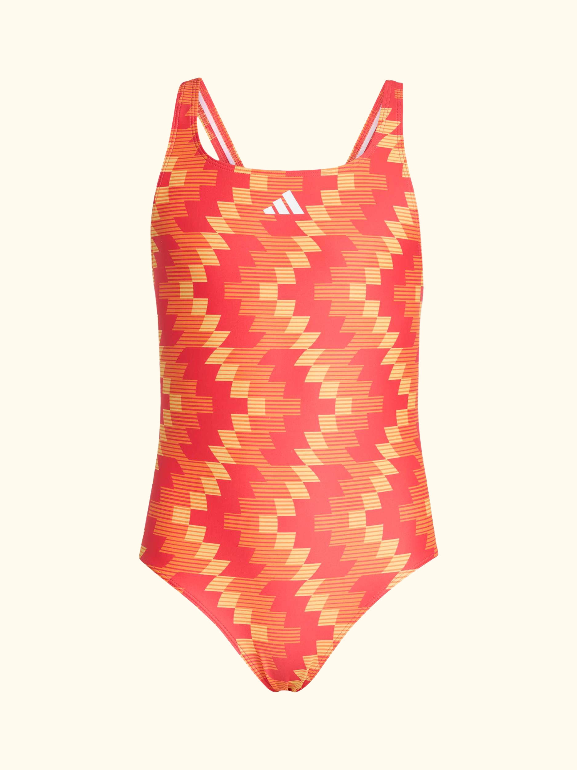 Kids' Football-Inspired V-Back Graphic Swimsuit, Lucid Red
