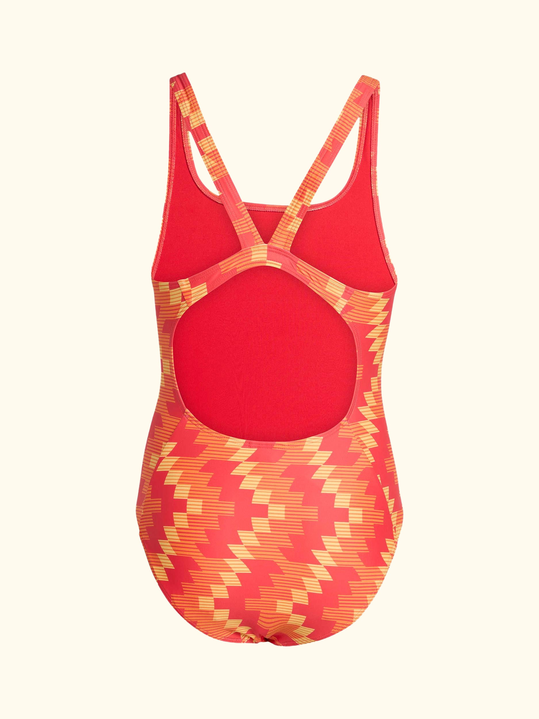 Kids' Football-Inspired V-Back Graphic Swimsuit, Lucid Red
