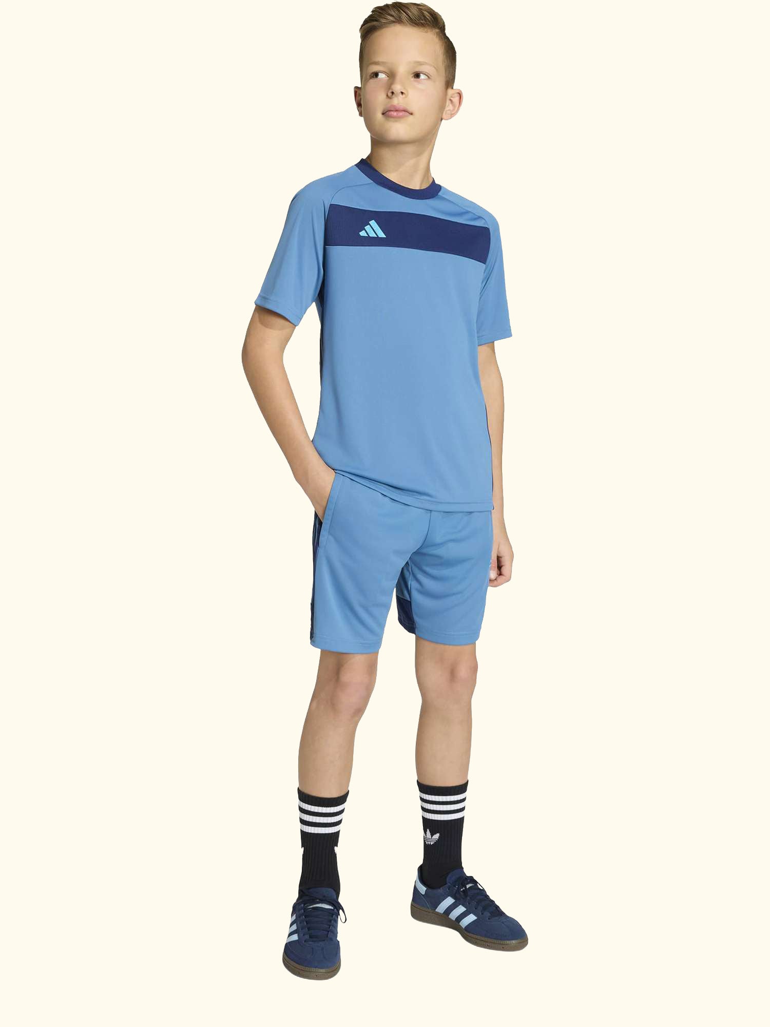 Kids' Tiro 25 Essentials Football Shorts, Dusky Ink/ Dark Blue
