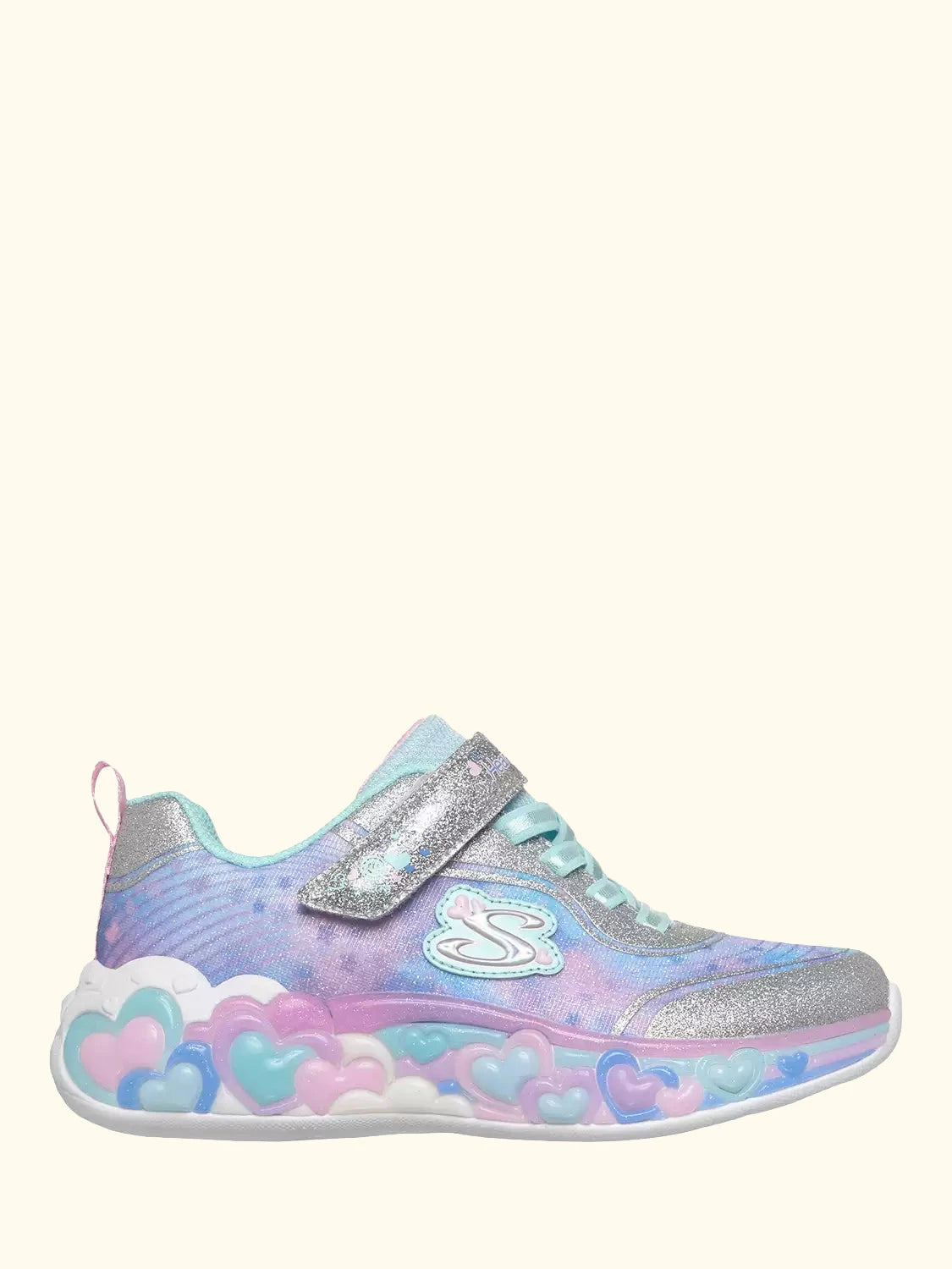 Skechers Kids' S-Lights Eternal Heart Lights Trainers, Silver/Multi